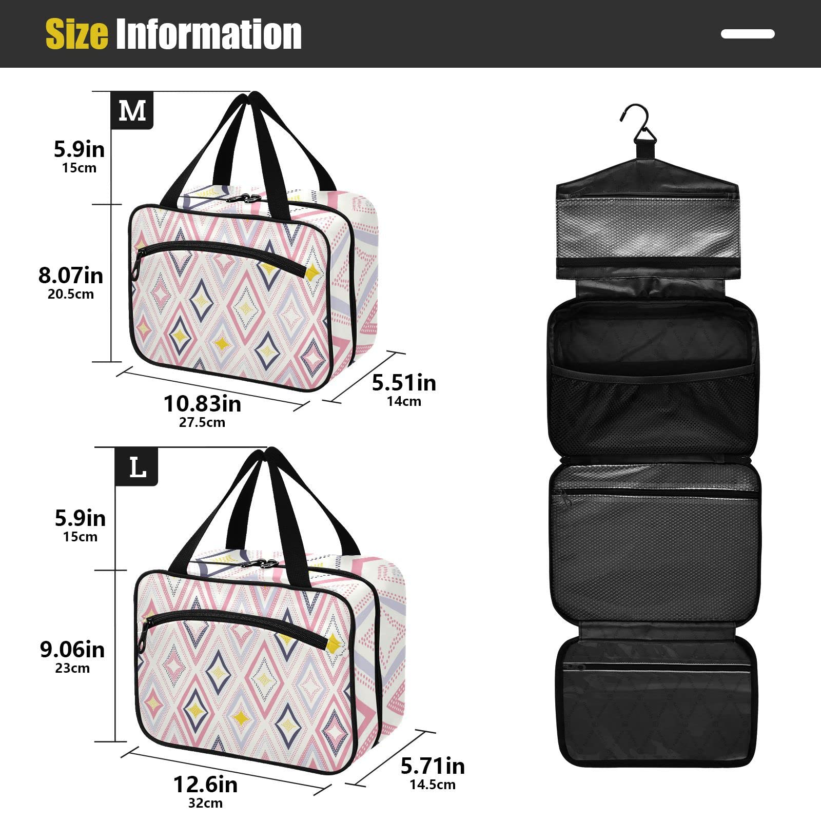 Polka Dot Travel Toiletry Bag - Large Hanging Cosmetic Organizer for Women, Perfect for Vacation & Gym