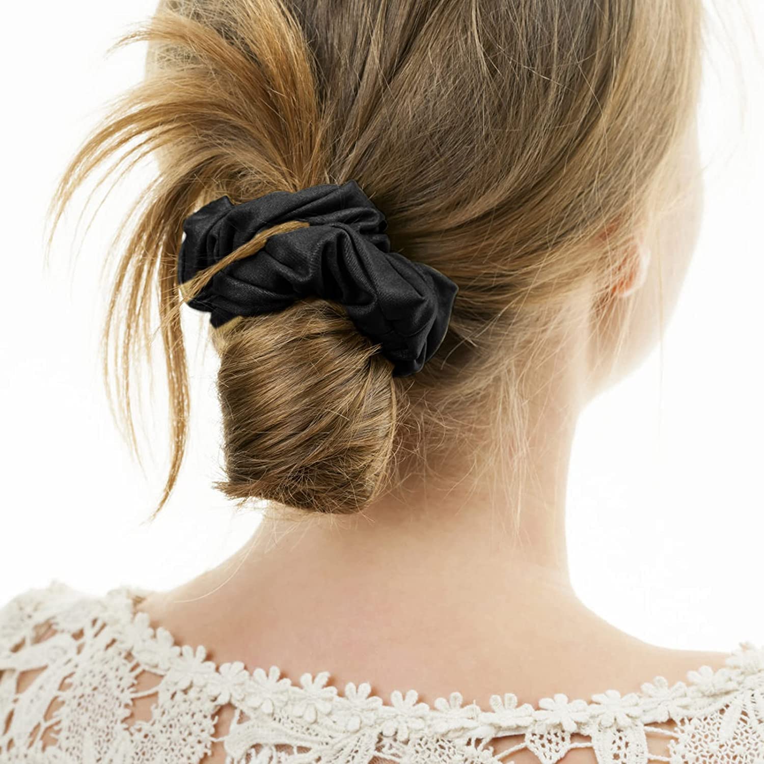 Silky Satin Hair Scrunchies for Women & Girls - Soft Elastic Hair Ties, Skinny Ponytail Holders, Hair Ropes (12-Pack) - Perfect for Everyday Wear, Workouts, and Hair Accessories