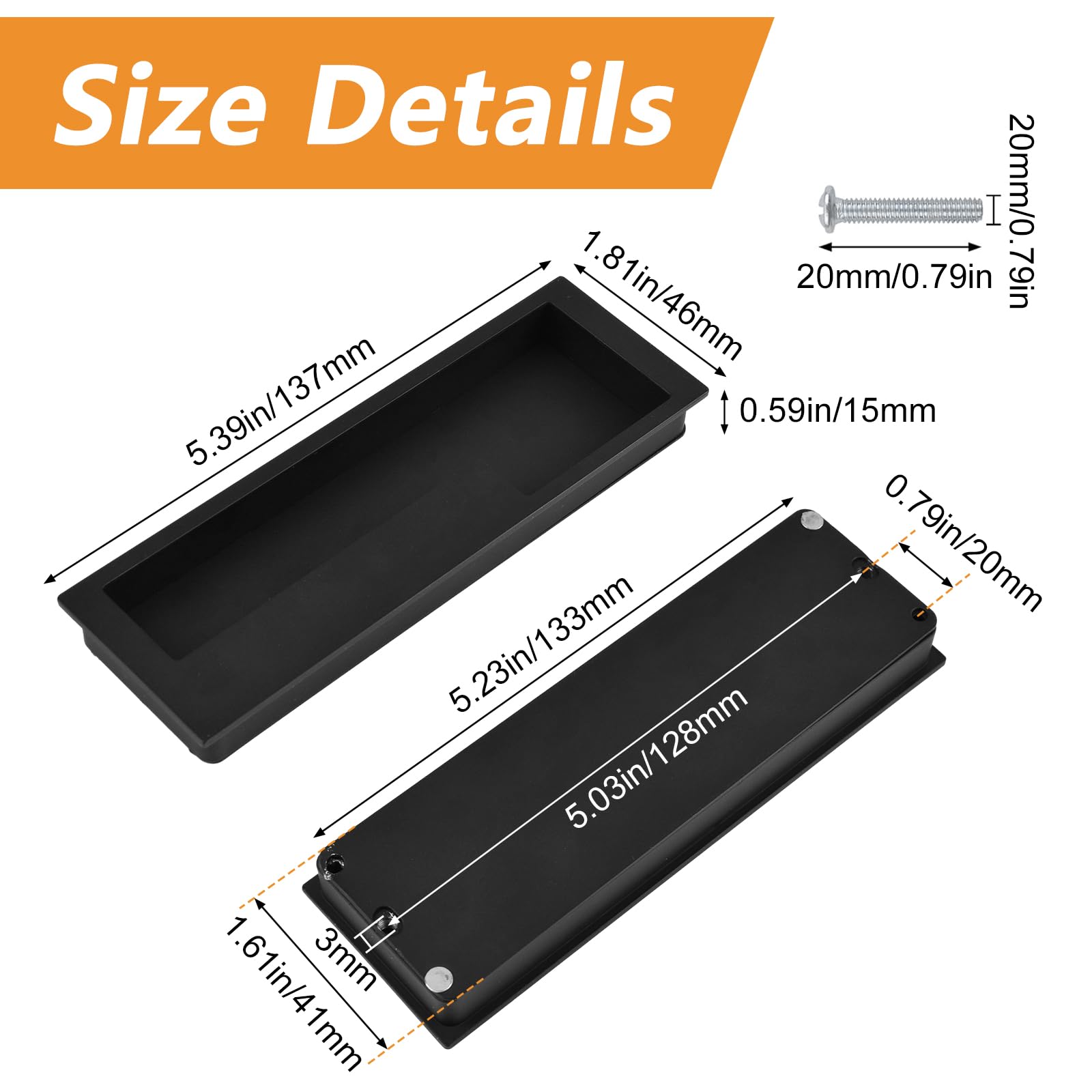 MOROBOR 2-Pack Zinc Alloy Hidden Screw Barn Door Handles - Matte Black Modern Cabinet Pulls for Sliding Doors, Drawers, Wardrobes & Cupboards | Perfect for Farmhouse, Rustic & Contemporary Home Decor