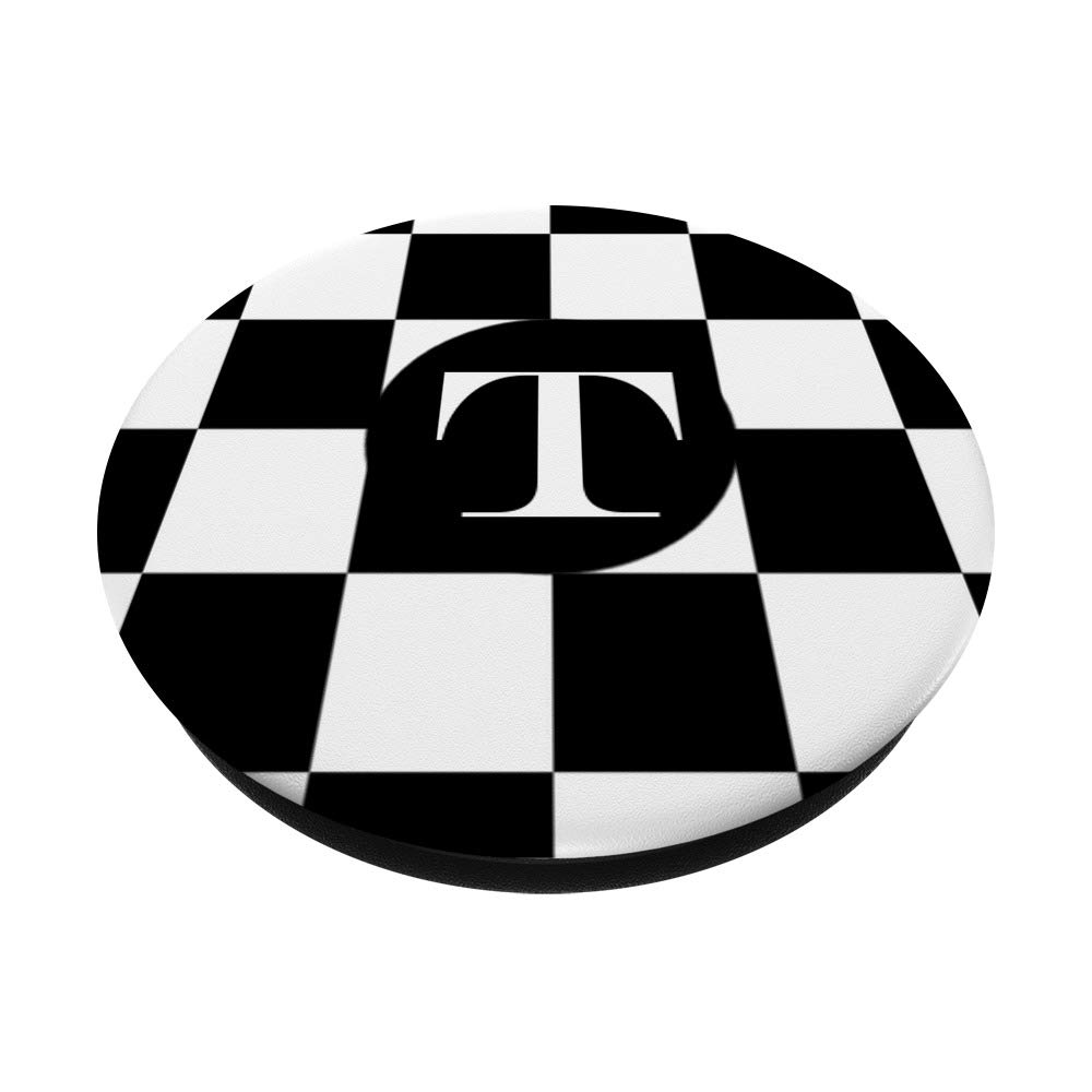 Phone Pop-Up Holder - Black & White Checkered Monogram Grip for Phones & Tablets | Perfect for Selfies & Video Calls
