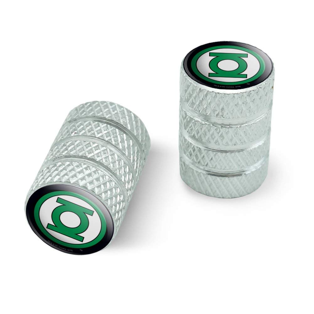 Green Lantern Logo Aluminum Valve Stem Caps for Motorcycle & Bicycle Wheels - Durable Tire Rim Accessories for DC Comics Fans and Bike Enthusiasts - Perfect for Customizing Your Ride and Showing Superhero Pride