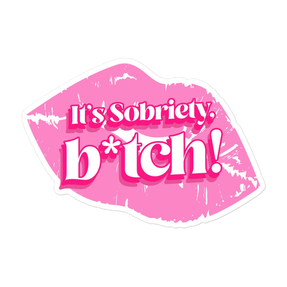 Bold & Pink 5-Pack Vinyl Sobriety Stickers - Waterproof Decals for Laptops, Water Bottles & Journals - Motivational Recovery Gifts for AA Meetings, Sober Life & 12-Step Programs