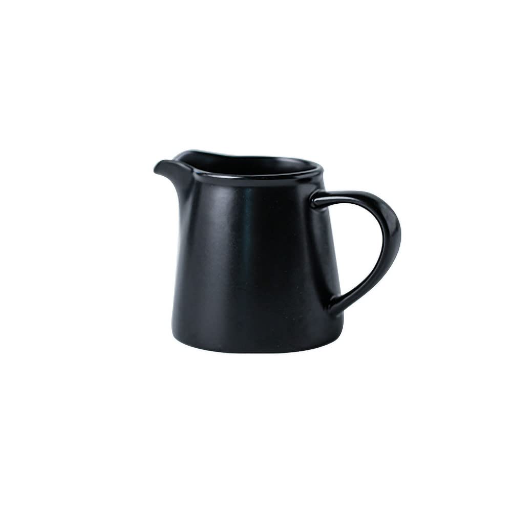 Black Tipped Ceramic Creamer Pitcher with Handle - 6.3 Oz Small Coffee Milk Jug for Cream & Milk - Perfect for Coffee, Tea, and Breakfast Table Serving