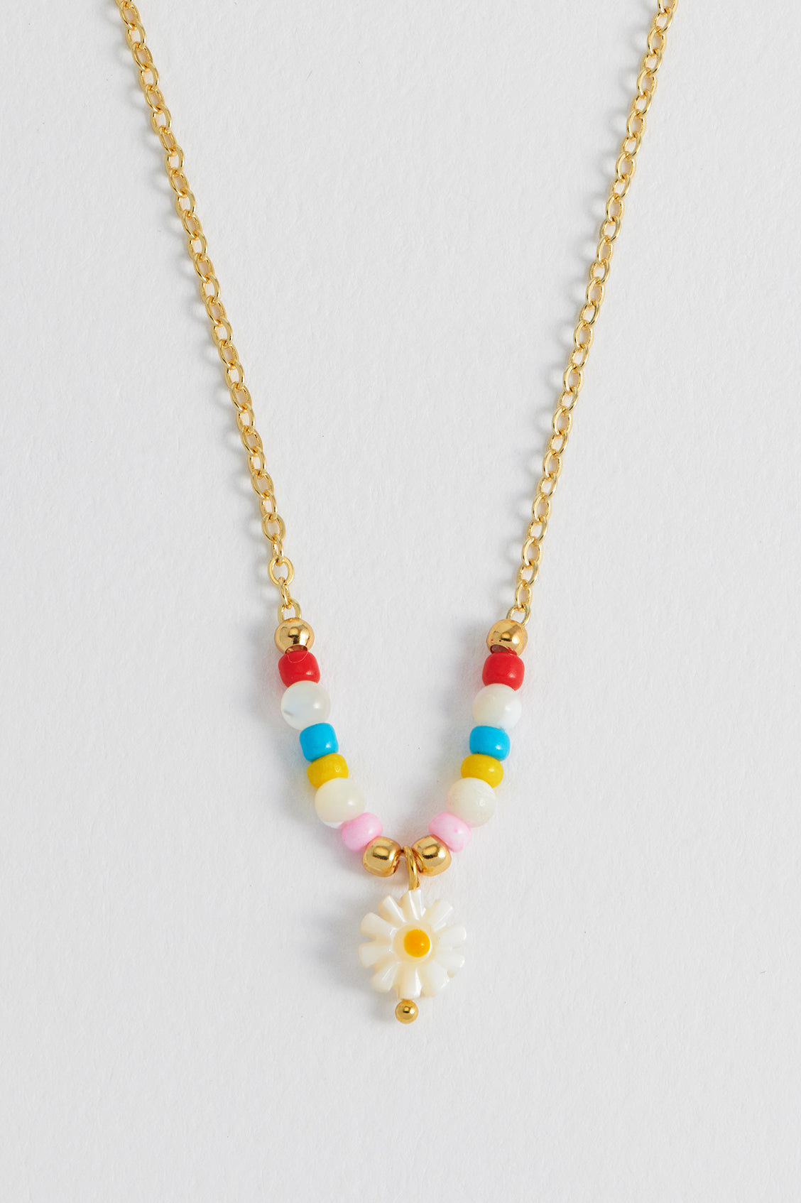Elegant Flower Shell Bead and Chain Necklace for Women - Boho Beach Jewelry for Summer Outfits & Vacation Accessories