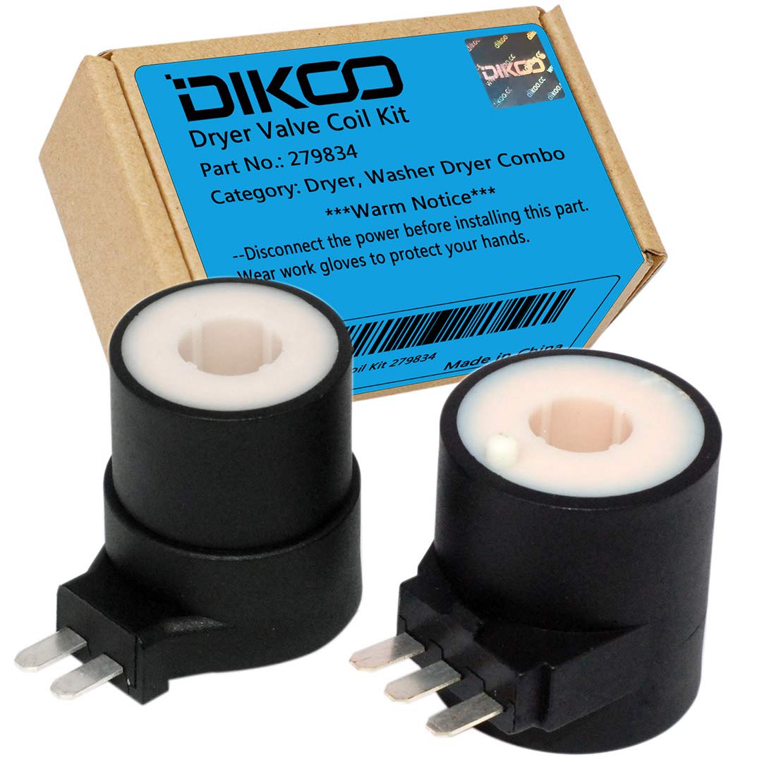 DIKOO 279834 Dryer Gas Valve Ignition Solenoid Coil Kit - Compatible with Whirlpool & Maytag Dryers - Replaces 12001349, AP3094251, PS334310 - Perfect for Home Laundry Room Appliance Repair