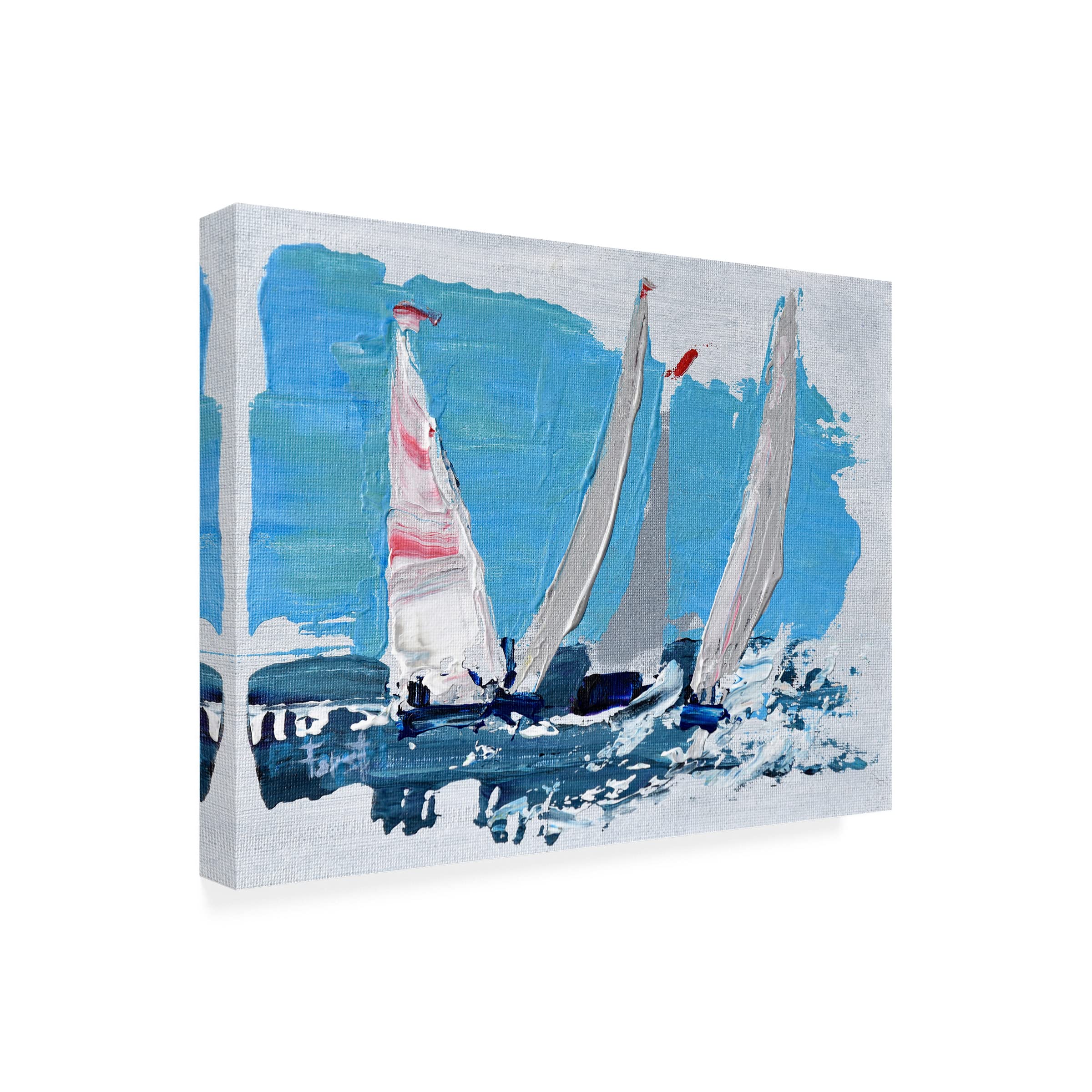 Beth A. Forst 'Candy Stripe Regatta' Canvas Wall Art Print - Modern Nautical Decor for Living Room, Bedroom & Office - Trademark Fine Art Collection