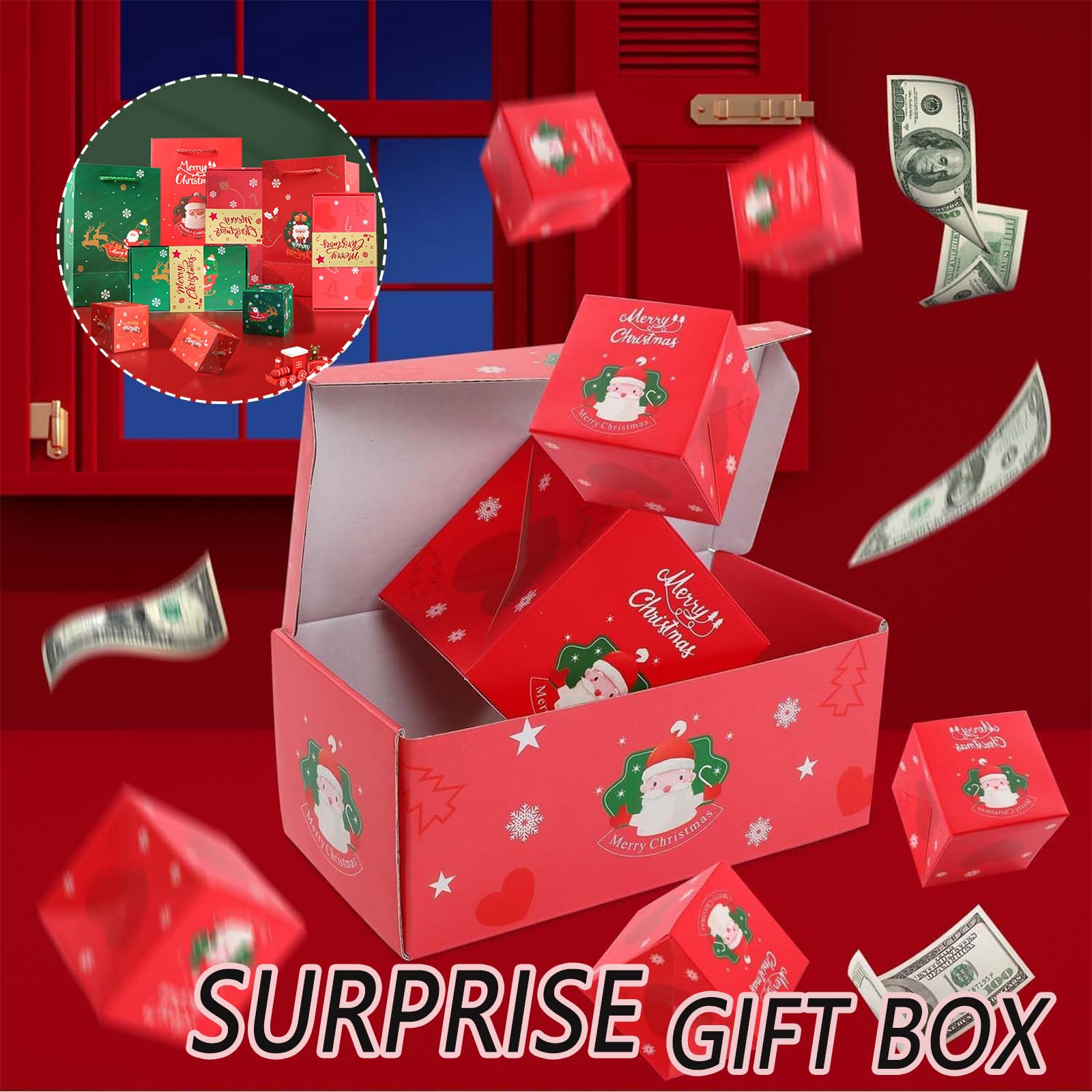 2024 Surprise Gift Box Explosion - 10-Piece Green Mystery Box with Money & Creative Gifts | Perfect for Birthdays, Anniversaries & Special Occasions