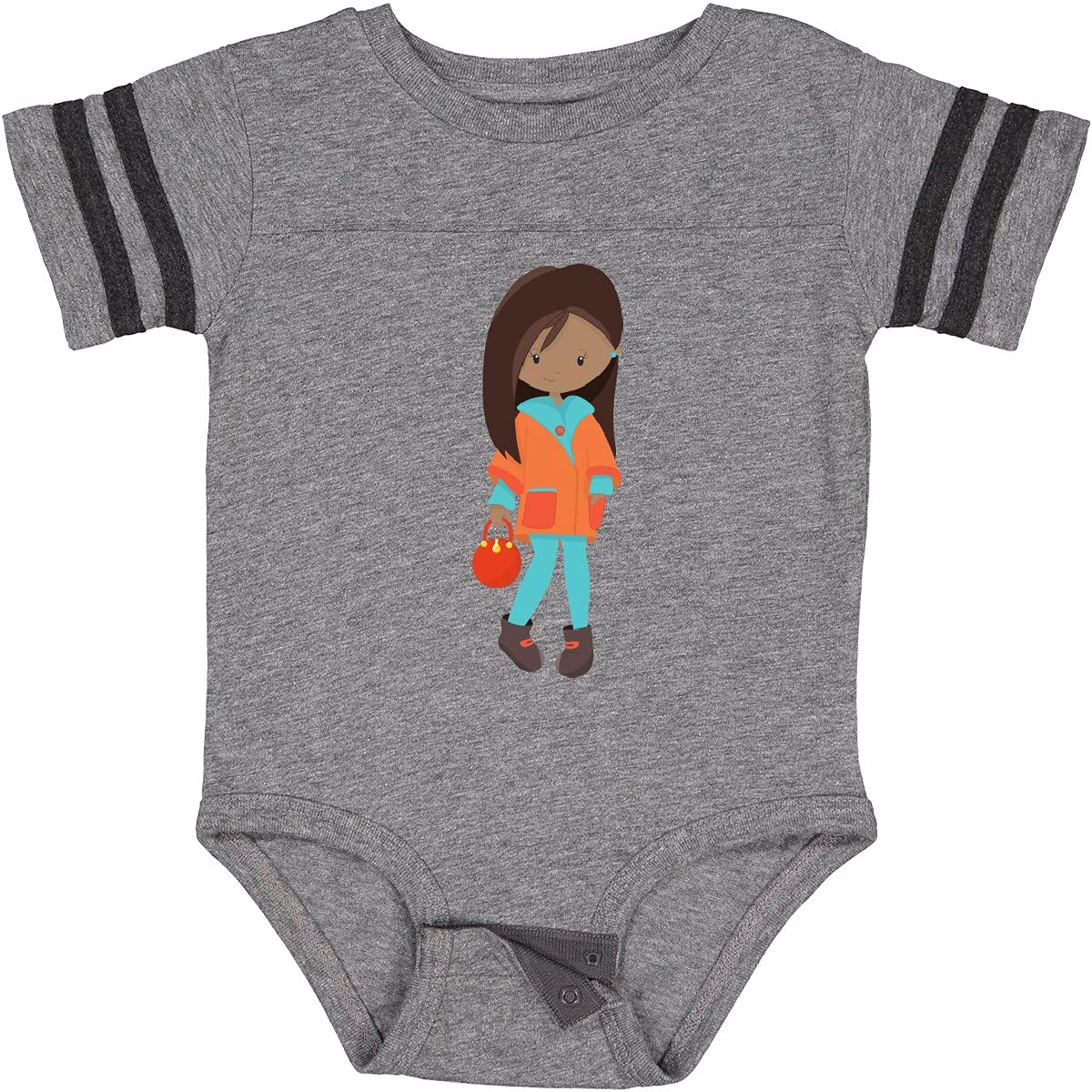 Inktastic African American Girl Fashion Baby Bodysuit - Orange Jacket Design for Infants & Toddlers - Perfect for Casual Wear, Family Photos & Special Occasions