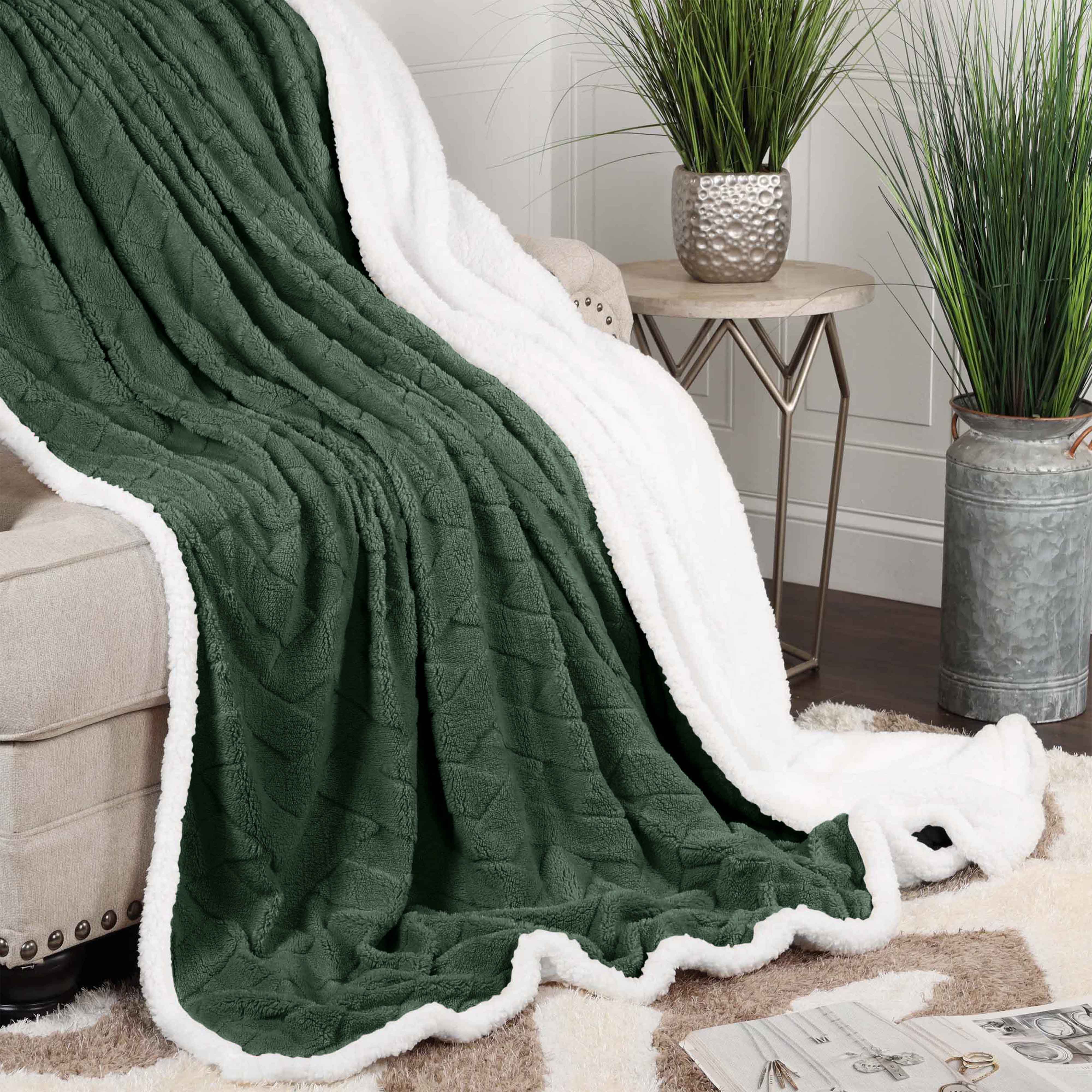 Nuuk Reversible Jacquard Lattice Plush Sherpa Fleece Blanket - Soft Cozy Throw for Couch, Bed & Travel - Perfect for Winter Nights, Camping & Home Decor