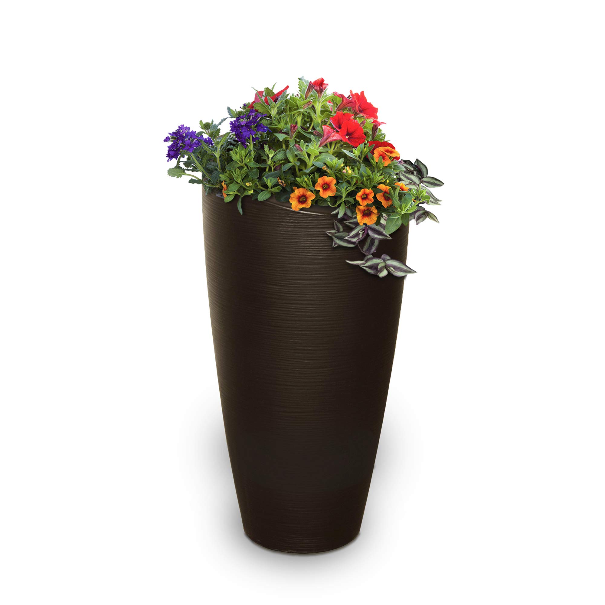 Mayne 8880-ES 16-Inch Espresso Polyethylene Planter - Durable Outdoor Garden Pot for Plants, Flowers & Herbs - Perfect for Patio, Deck, Balcony & Landscaping