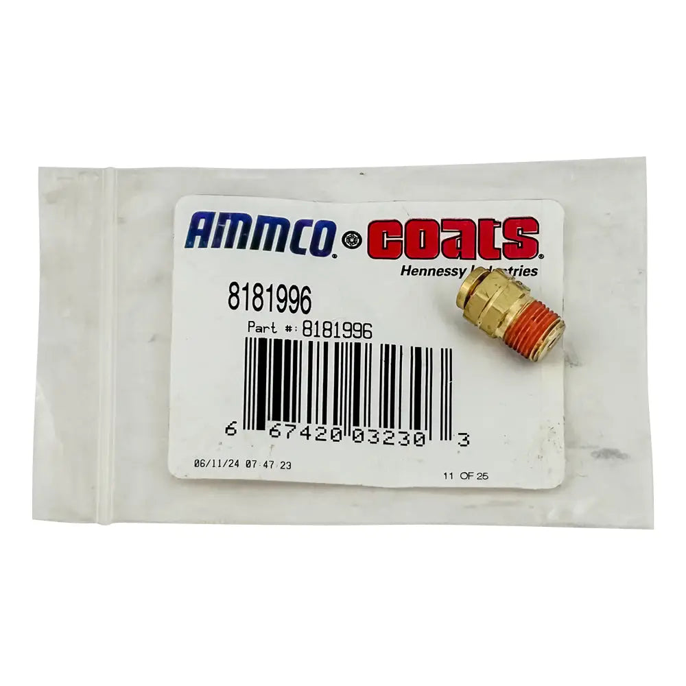 Coats 8181996 OEM 1/8 NPT Male Straight Brass Fitting with Push Lock - Perfect for Air Compressor, Pneumatic Tools & Tire Repair Systems