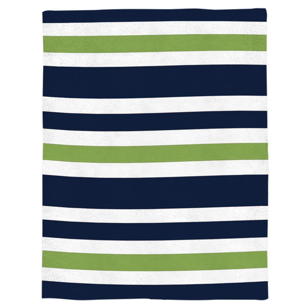 Soft Flannel Fleece Throw Blanket - Navy Blue, Lime Green & White Striped Plush Blanket | 60x80 Inch Cozy Velvet Blanket for Bed, Couch & Kids | Lightweight Fuzzy Blanket for Winter, Movie Nights & Home Decor