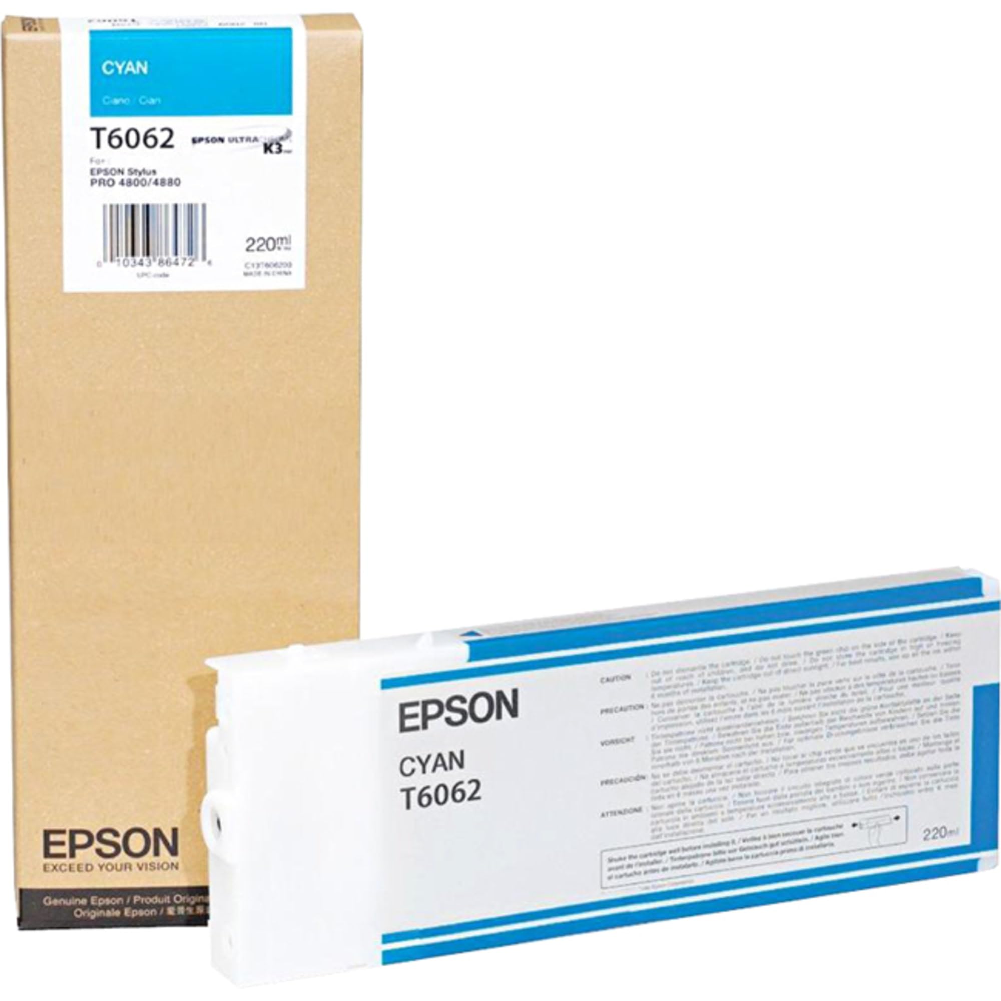 Epson T606200 (60) High-Yield Cyan Ink Cartridge - Compatible with Select Epson Printers for Home, Office & Photo Printing