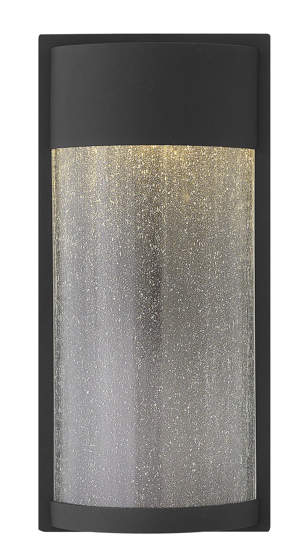Hinkley Shelter Medium Wall Mount Outdoor LED Lantern - Black Aluminum Fixture with Clear Seedy Glass Shade | Dark Sky & ADA Compliant | Perfect for Porch, Patio, Garden & Entryway Lighting