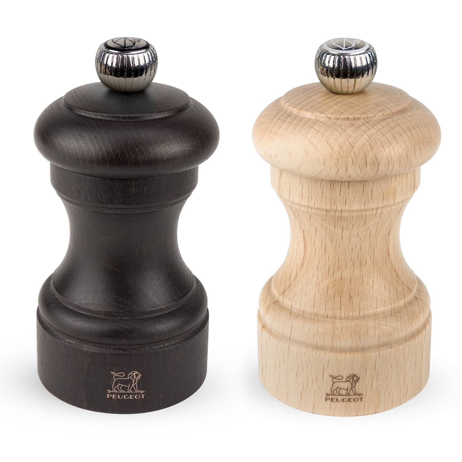 Peugeot Bistro Manual Salt and Pepper Mill Set - Classic Adjustable Wooden Grinder - Beechwood, Chocolate & Natural Finishes - Perfect for Kitchen, Dining Table & Gourmet Cooking
