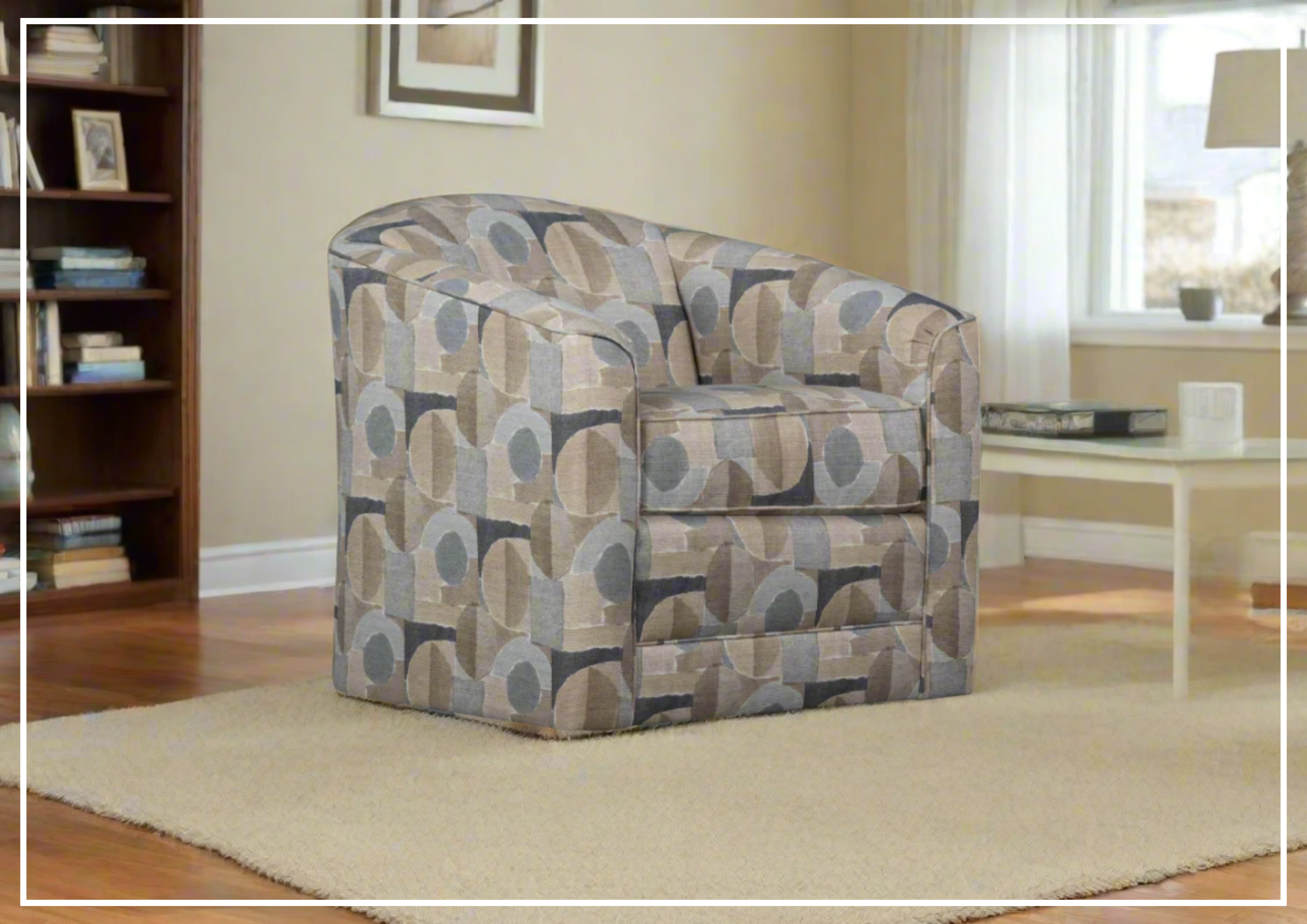 Klaussner Edena Fabric Swivel Chair with Tight Back Design - Modern Living Room Accent Chair for Home Office, Lounge & Reading Nook