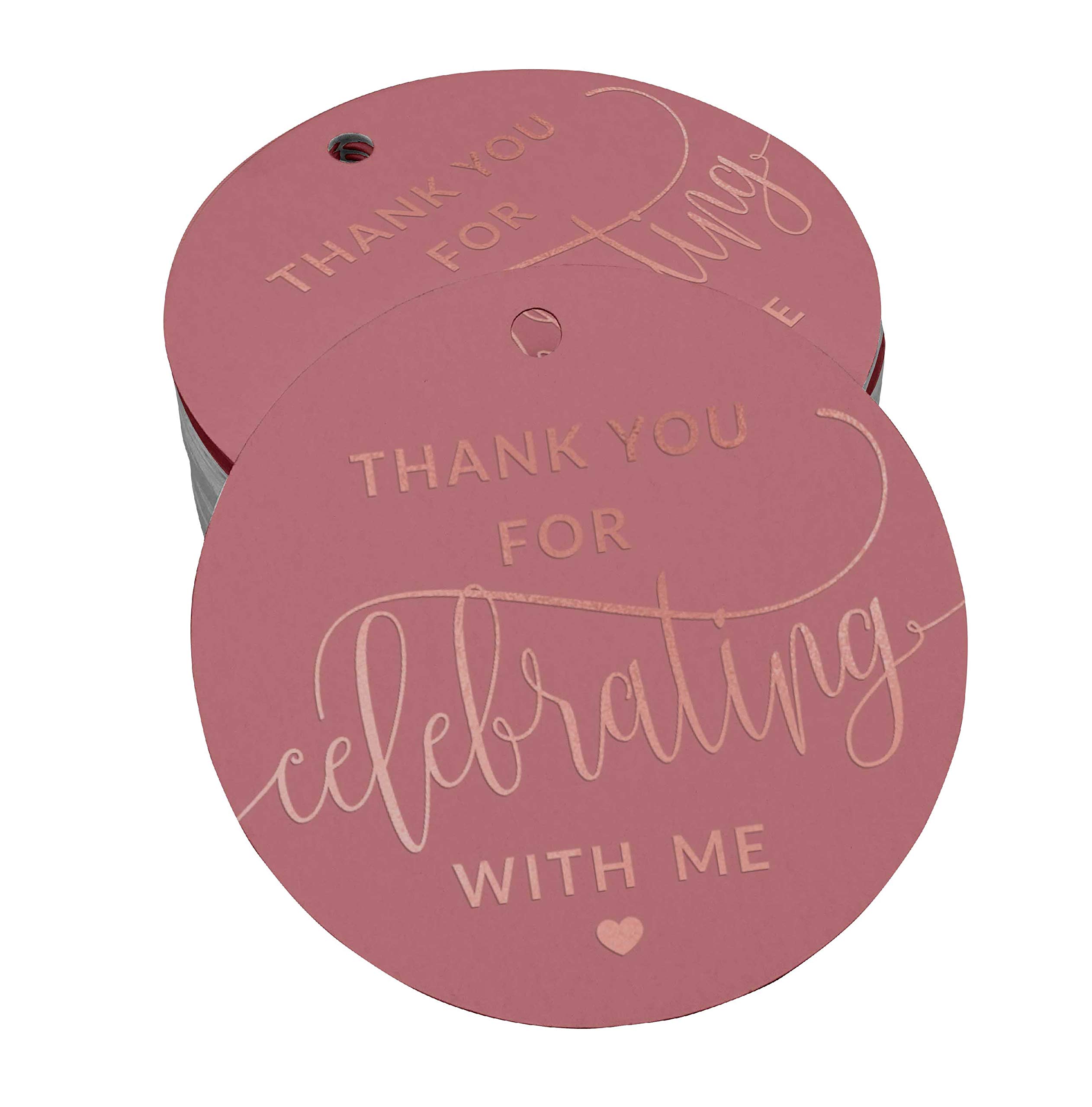 Rose Gold Foil Thank You Tags for Birthday Party Favors - 100pcs Elegant Gift Tags for Wedding, Baby Shower & Special Events - Perfect for DIY Crafts & Gift Wrapping