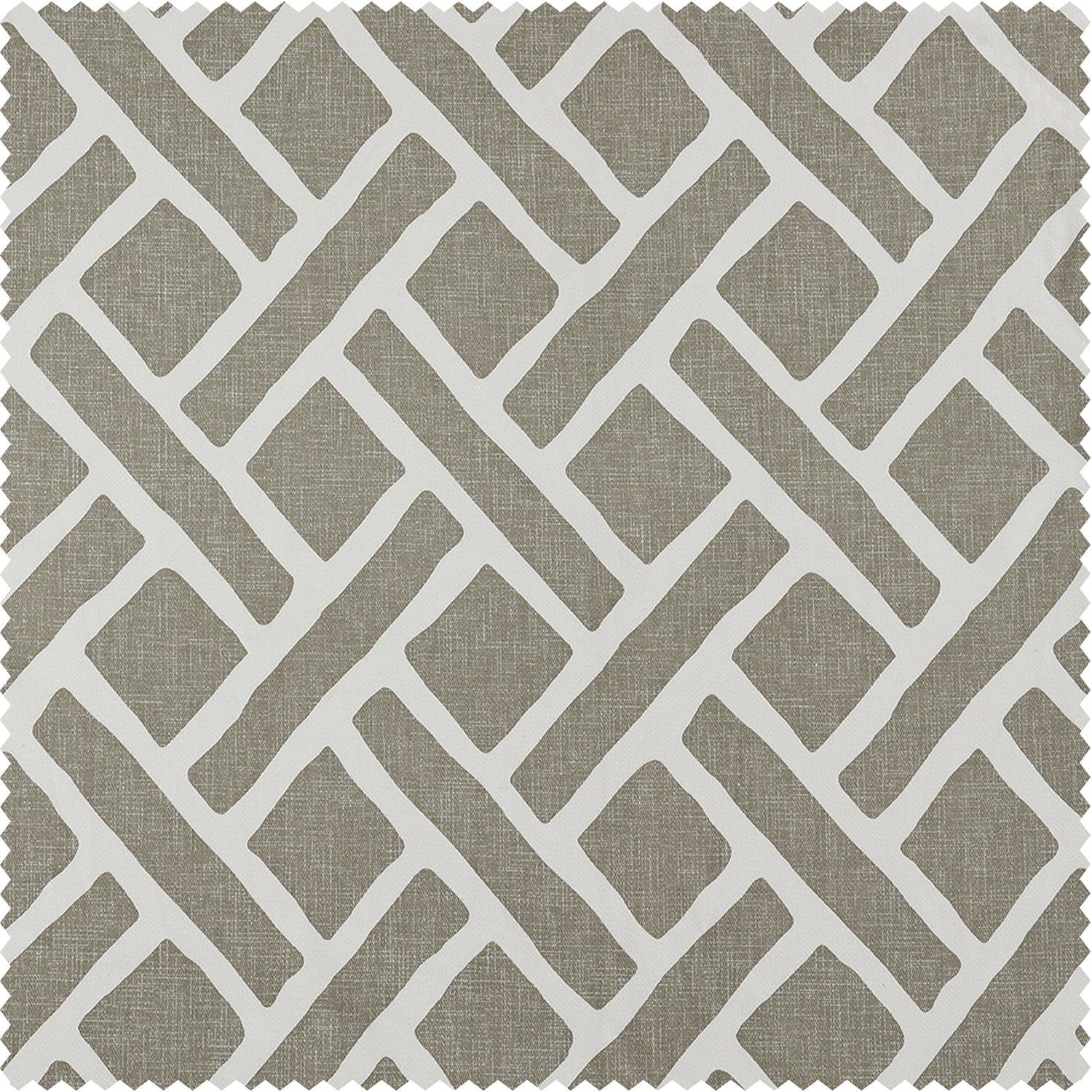 Martinique Taupe Geometric Printed Cotton Roman Shade - Elegant Window Treatment for Living Room & Bedroom