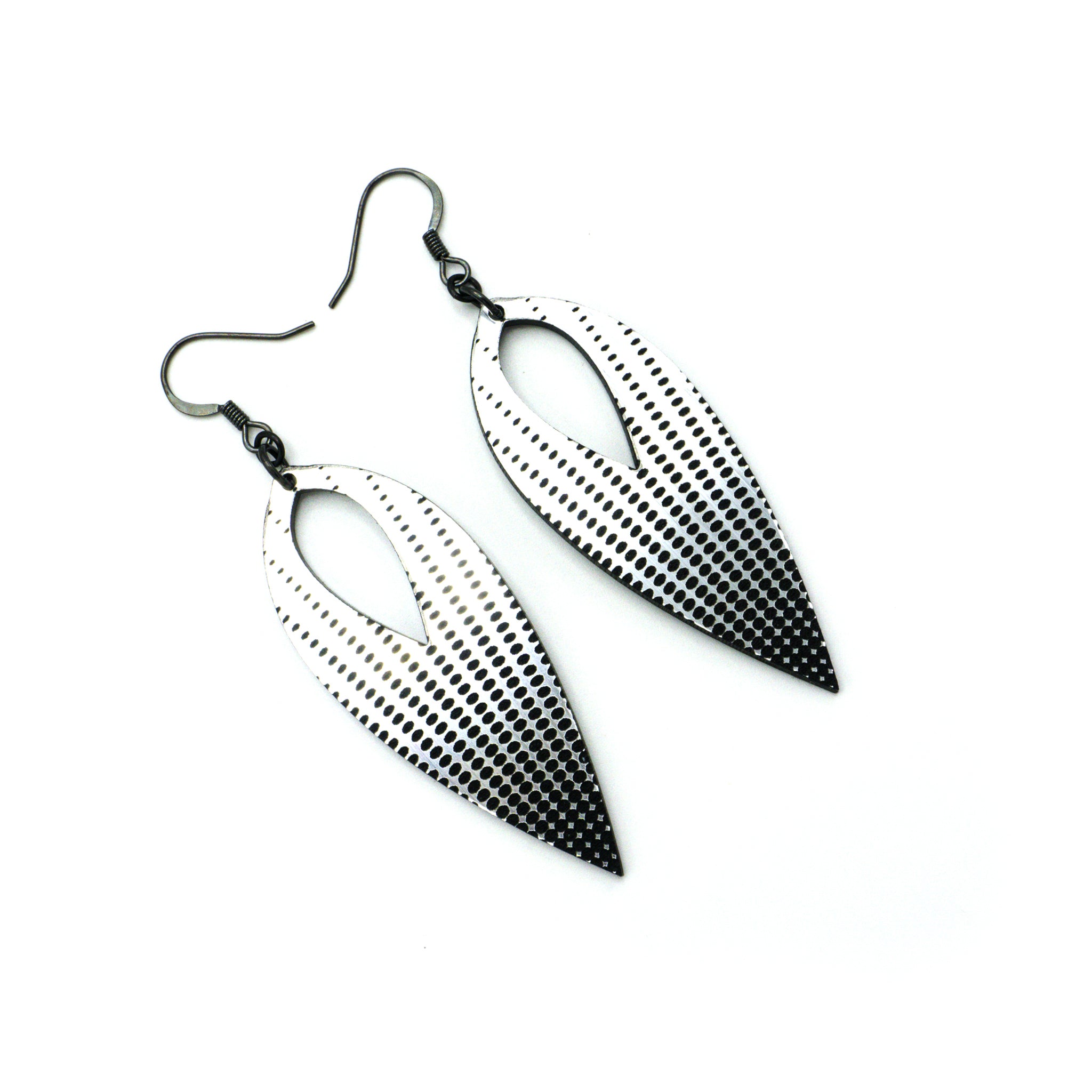 Nativas 09 Acrylic Earrings - Brushed Silver & Black Dangle Earrings for Women | Trendy Fashion Accessories for Parties, Work & Everyday Wear