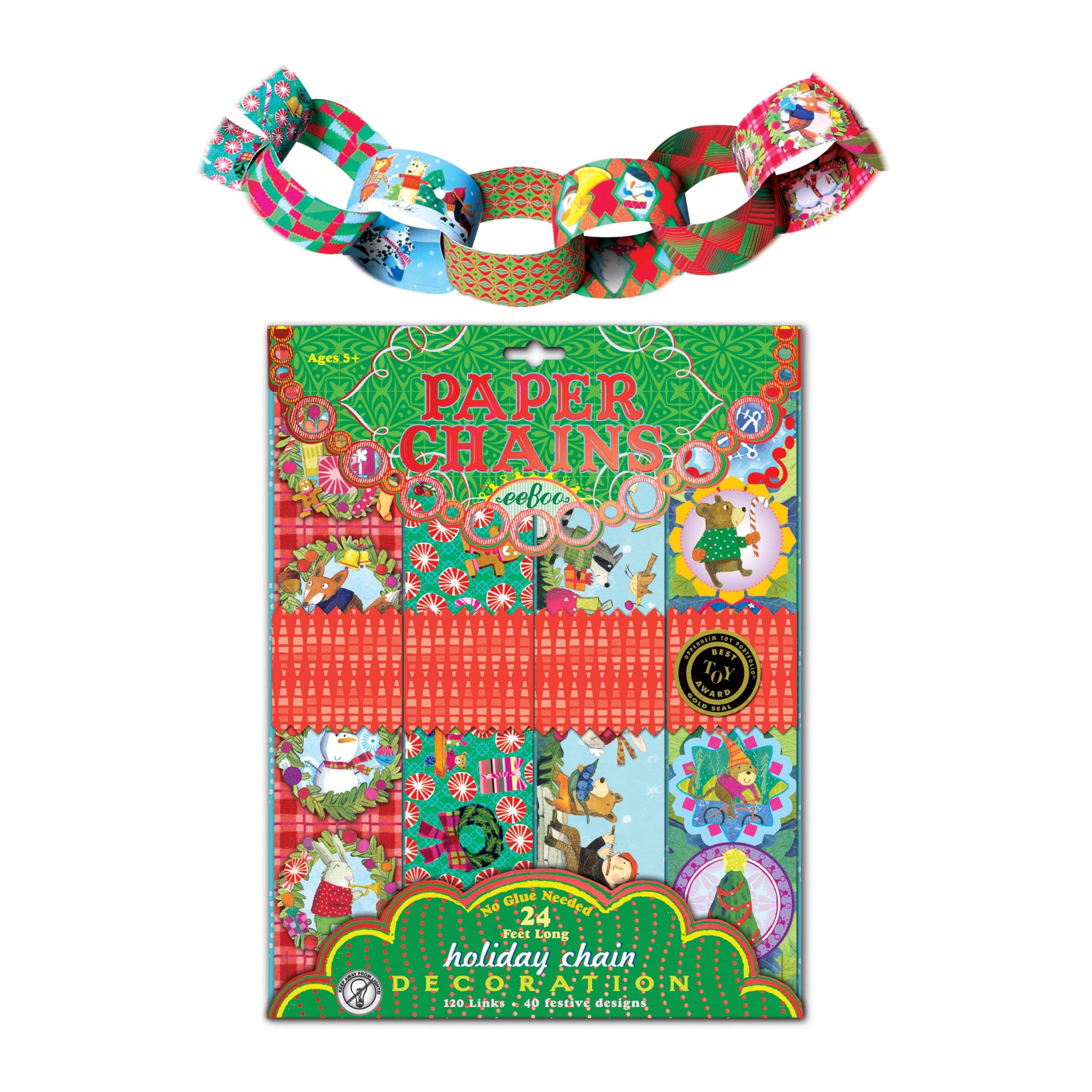 eeBoo Holiday Paper Chain Kit - 120 Festive Links for Christmas Decorations & DIY Party Decor | Perfect for Home, Classroom, and Holiday Celebrations