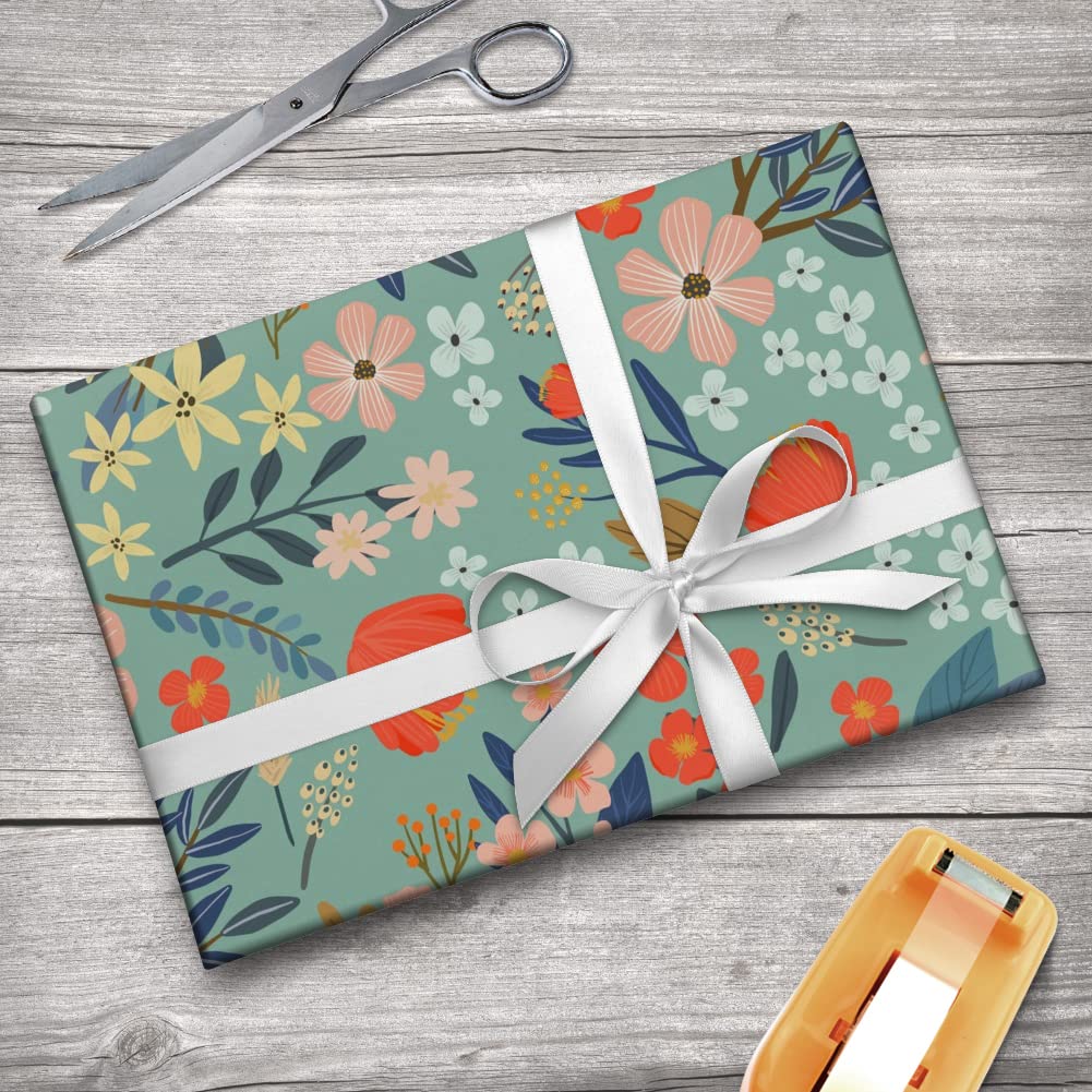 GRAPHICS & MORE Margarida Flowers Gift Wrap Paper Rolls - Floral Pattern Wrapping Paper for Birthday, Wedding, Baby Shower & Holiday Presents