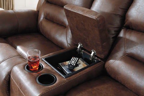 Stoneland Power Recliner Loveseat with Console - Modern Upholstered Reclining Sofa for Living Room, Home Theater & Relaxation