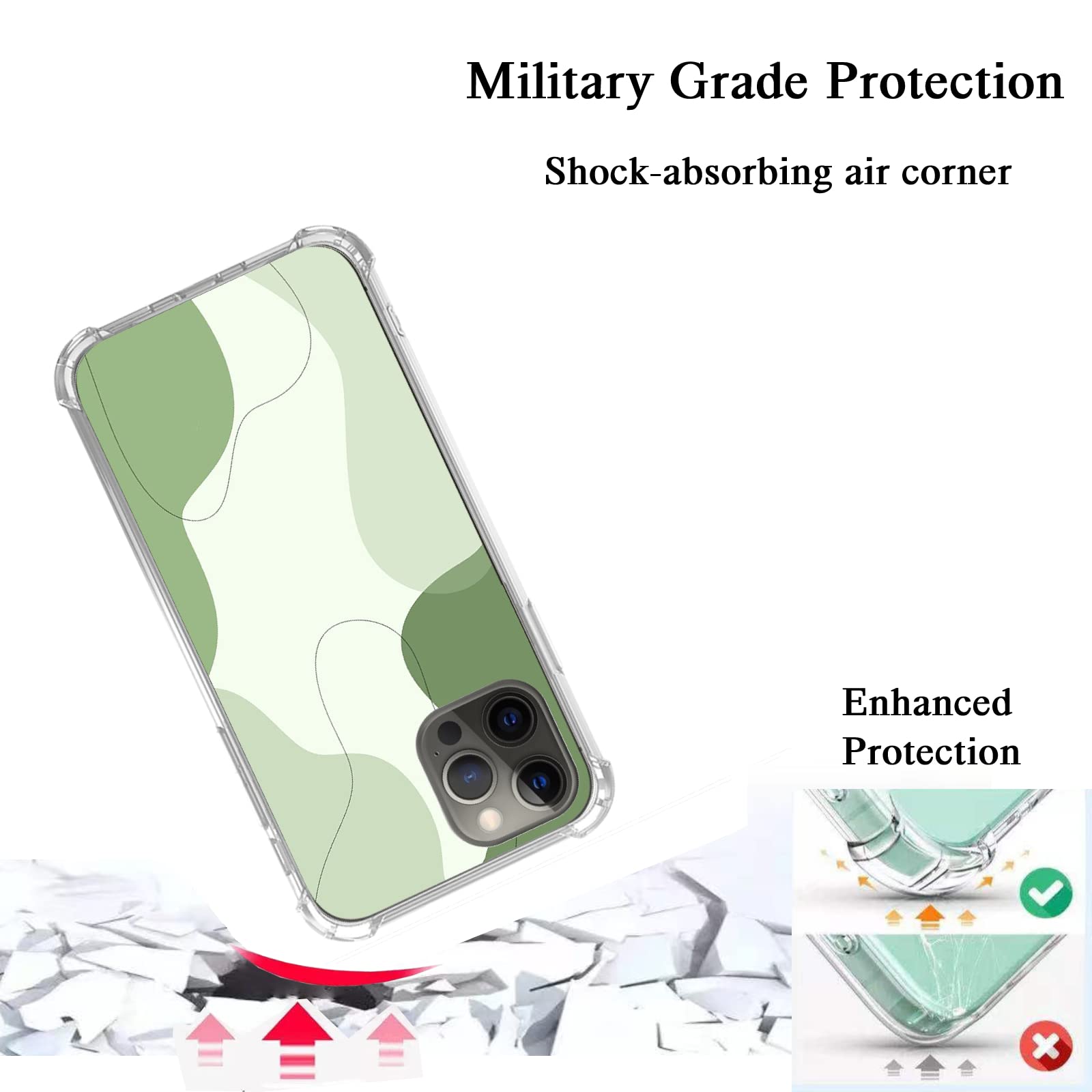 **Sage Green Abstract Line Art Phone Case for iPhone 12 Pro Max - Minimalist TPU Bumper Cover with Trendy Unique Design - Perfect for Daily Use, Travel & Gift Giving**