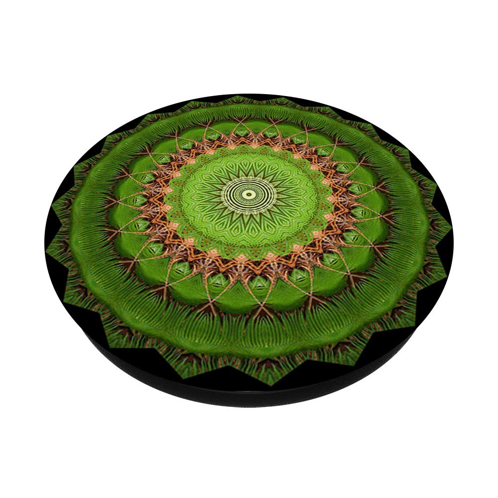 Green Mandala Pop Mount Socket Knob - Divine Mandala PopSockets Grip & Stand for iPhone, Samsung & Tablets - Perfect for Yoga, Meditation & Boho Decor