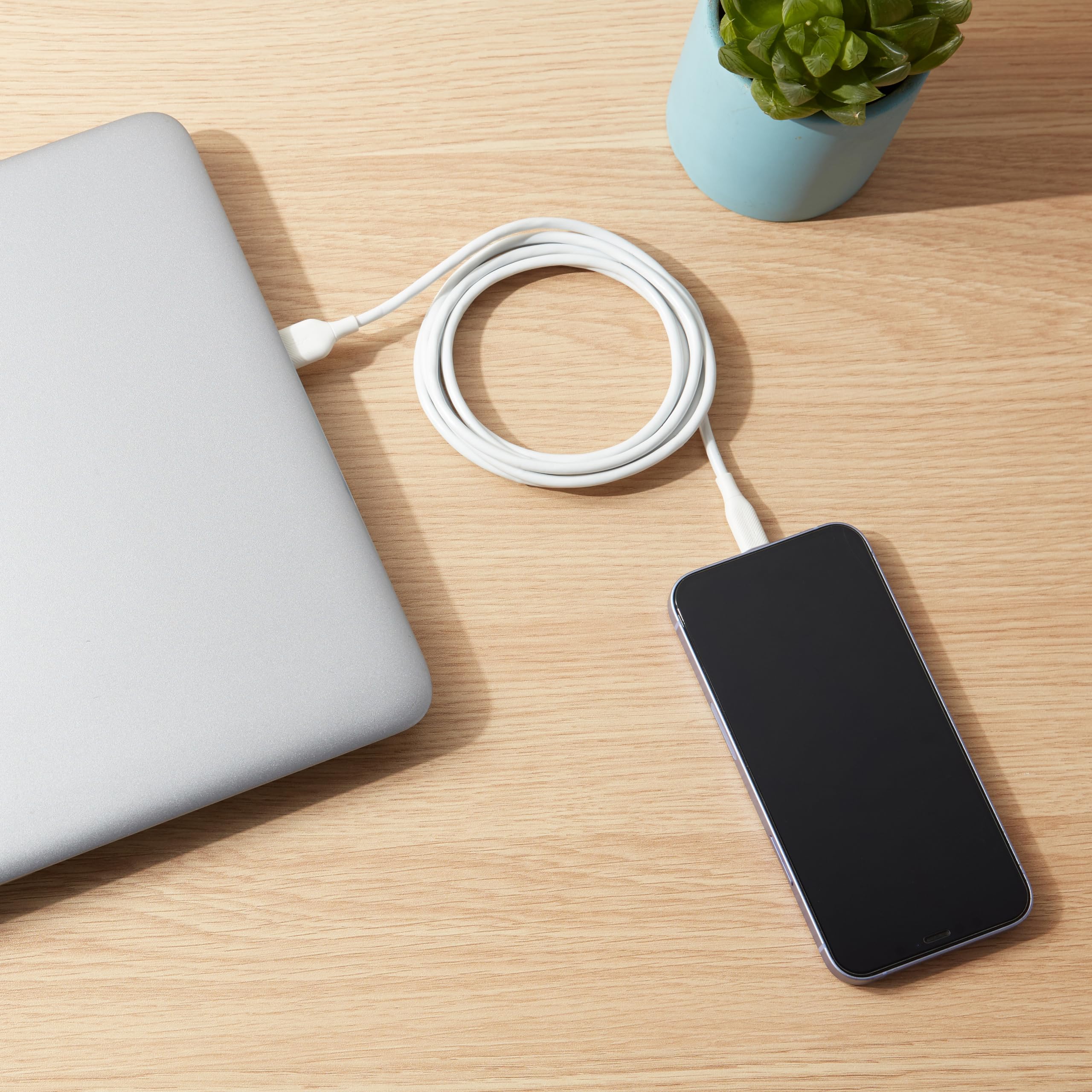 Amazon Basics MFi Certified USB-A to Lightning Cable (6ft, White) - Fast Charging Cord for iPhone 14/13/12/11/X/Xs/Pro/Max/Plus & iPad - Perfect for Home, Office & Travel Charging