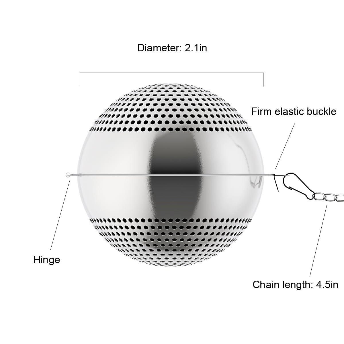 Premium 304 Stainless Steel Tea Infuser Ball - 2.1 Inch Food Grade Mesh Strainer for Loose Leaf Tea | Perfect for Brewing Herbal, Green, Black & Iced Tea at Home or Office