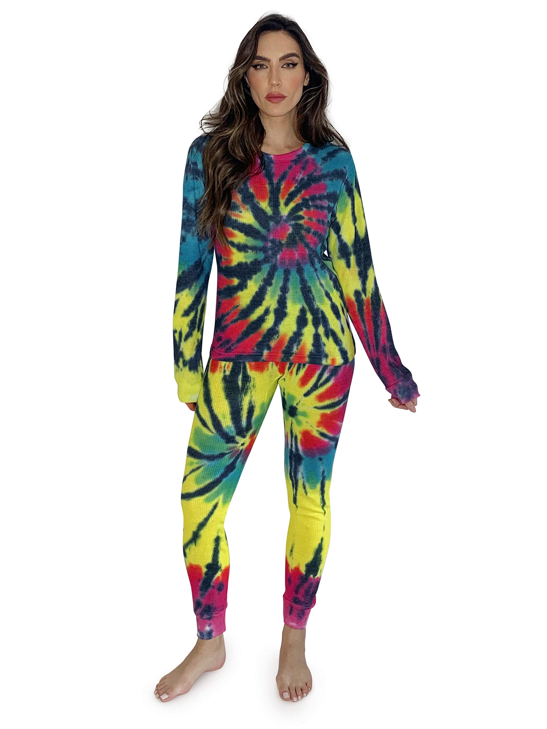 Just Love Women's Tie Dye Two-Piece Thermal Pajama Set - Cozy Winter Sleepwear for Cold Nights | Soft & Warm Matching Pajamas for Women | Perfect for Lounging, Sleepovers & Holiday Gifts