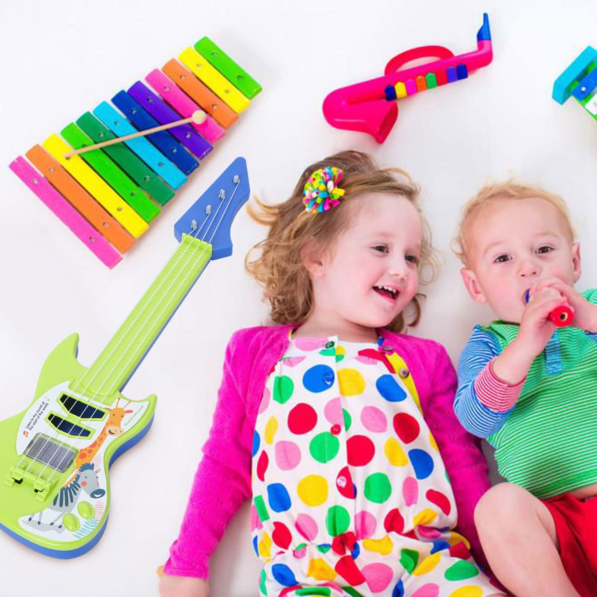 3-Piece Kids Guitar Toy Set - Colorful Mini Ukulele Musical Instruments for Toddlers & Children | Perfect for Birthday Gifts, Early Music Education & Pretend Play