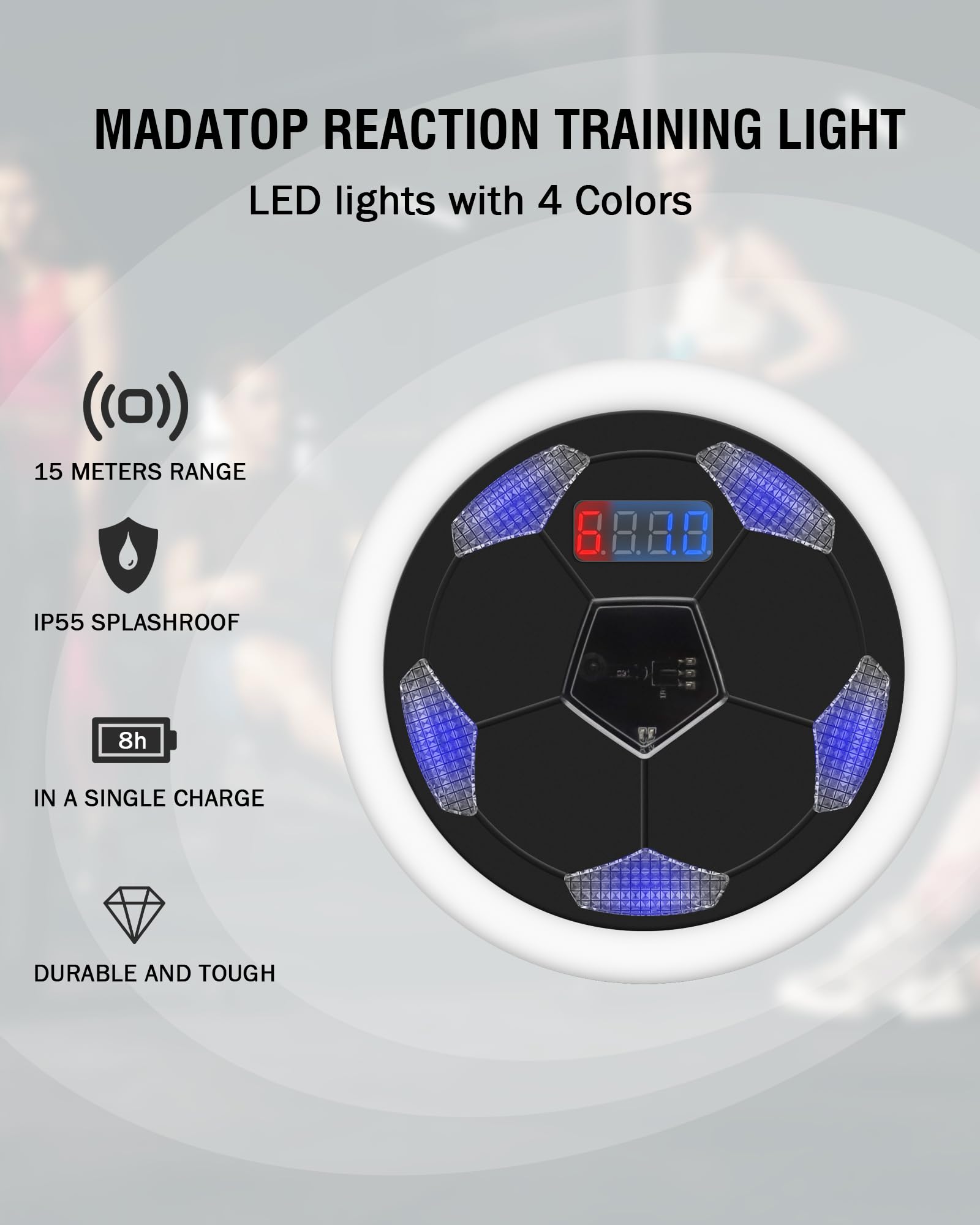 Reaction Training Lights - 6+1 LED Speed & Agility Training Equipment for Football, Boxing, Fitness | Sports Training Lights for Coaches, Gyms & Athletes | Improve Reflexes for Football Drills, Boxing Combos & Workout Sessions