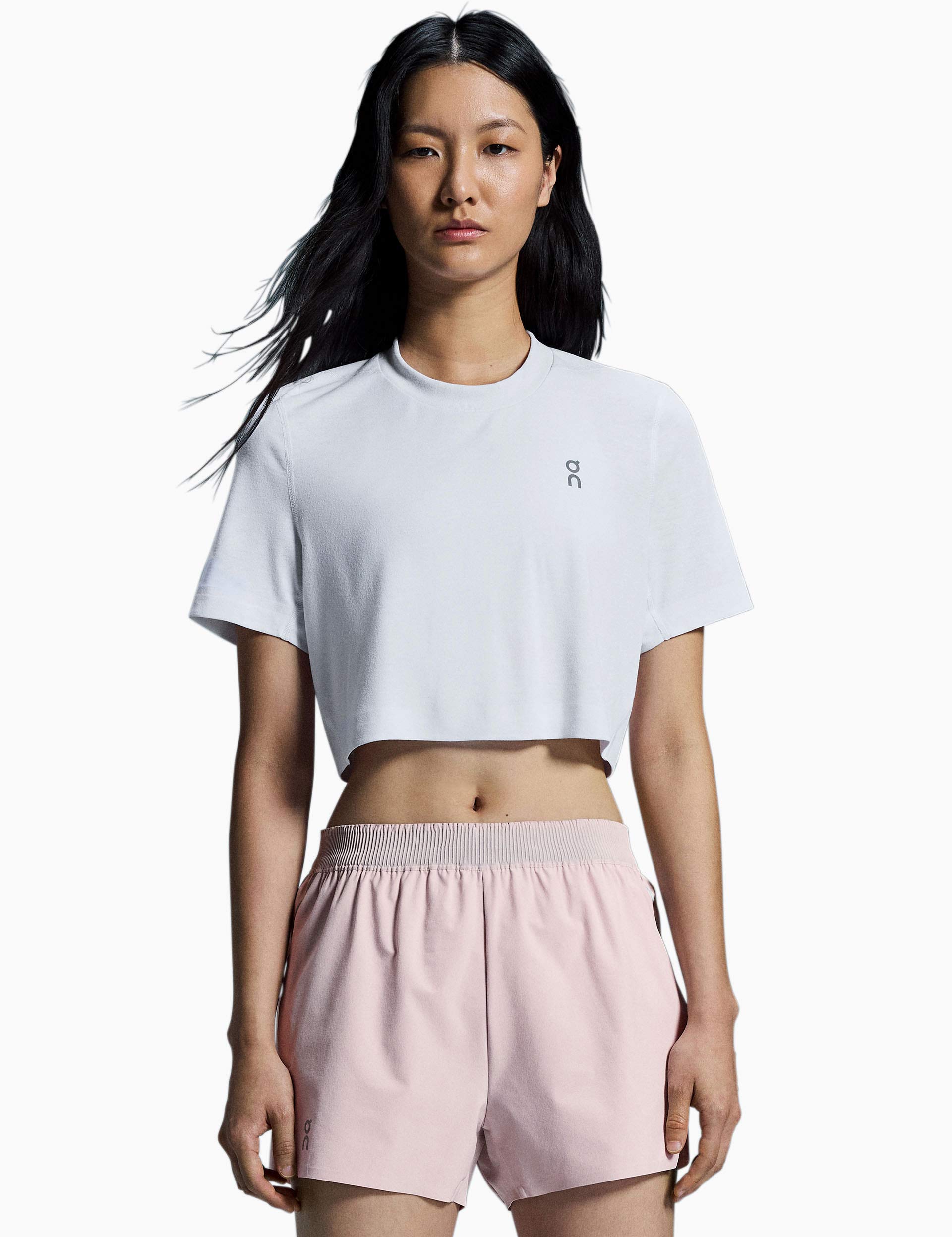 Train T Crop Top - Women's White Short Sleeve T-Shirt for Yoga, Gym & Casual Wear