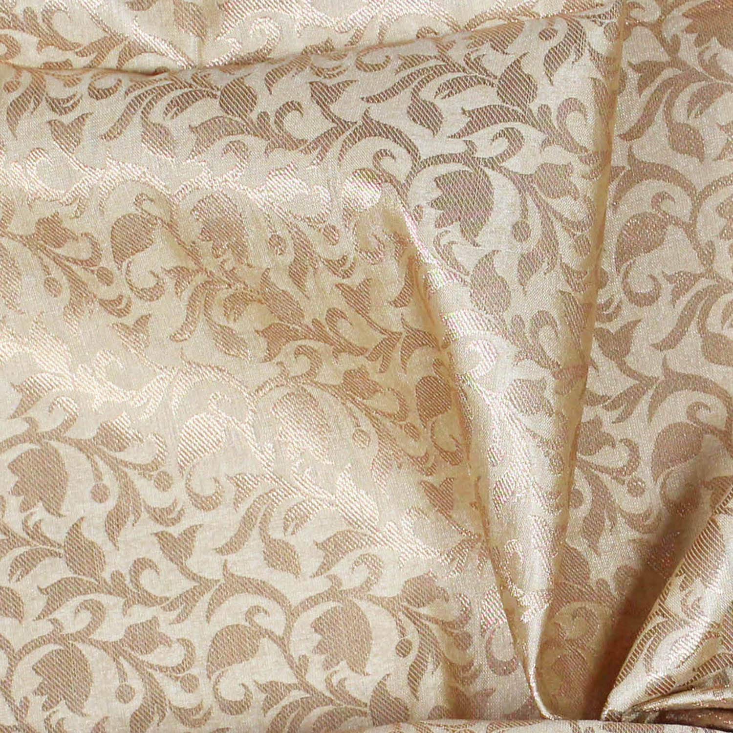 Elegant Brocade Art Silk Beige Fabric - Premium Wedding Lehenga Skirt Material, Solid Pattern Textile for Sewing, Crafting & Home Decor (Sold by The Yard) | Perfect for Bridal Wear, DIY Projects & Decorative Pillows
