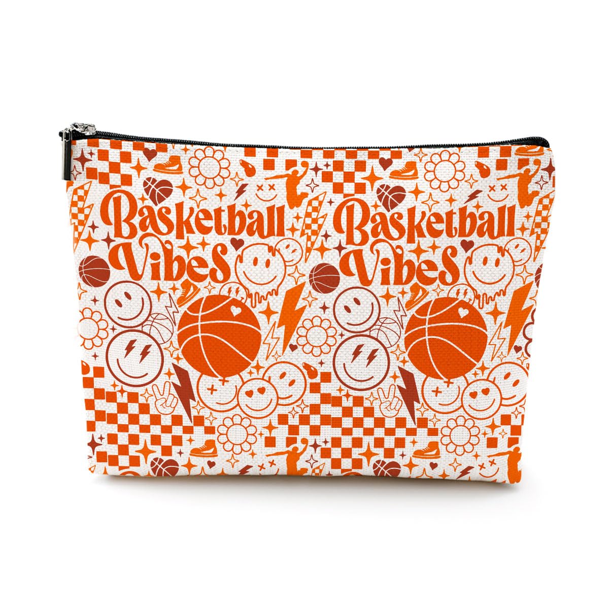 Basketball Makeup Bag - Waterproof Cosmetic Toiletry Bag for Women & Girls - Perfect Gift for Basketball Lovers, Players, Coaches, Sisters & Girlfriends - Great for Sports, Travel, Gym & Daily Use