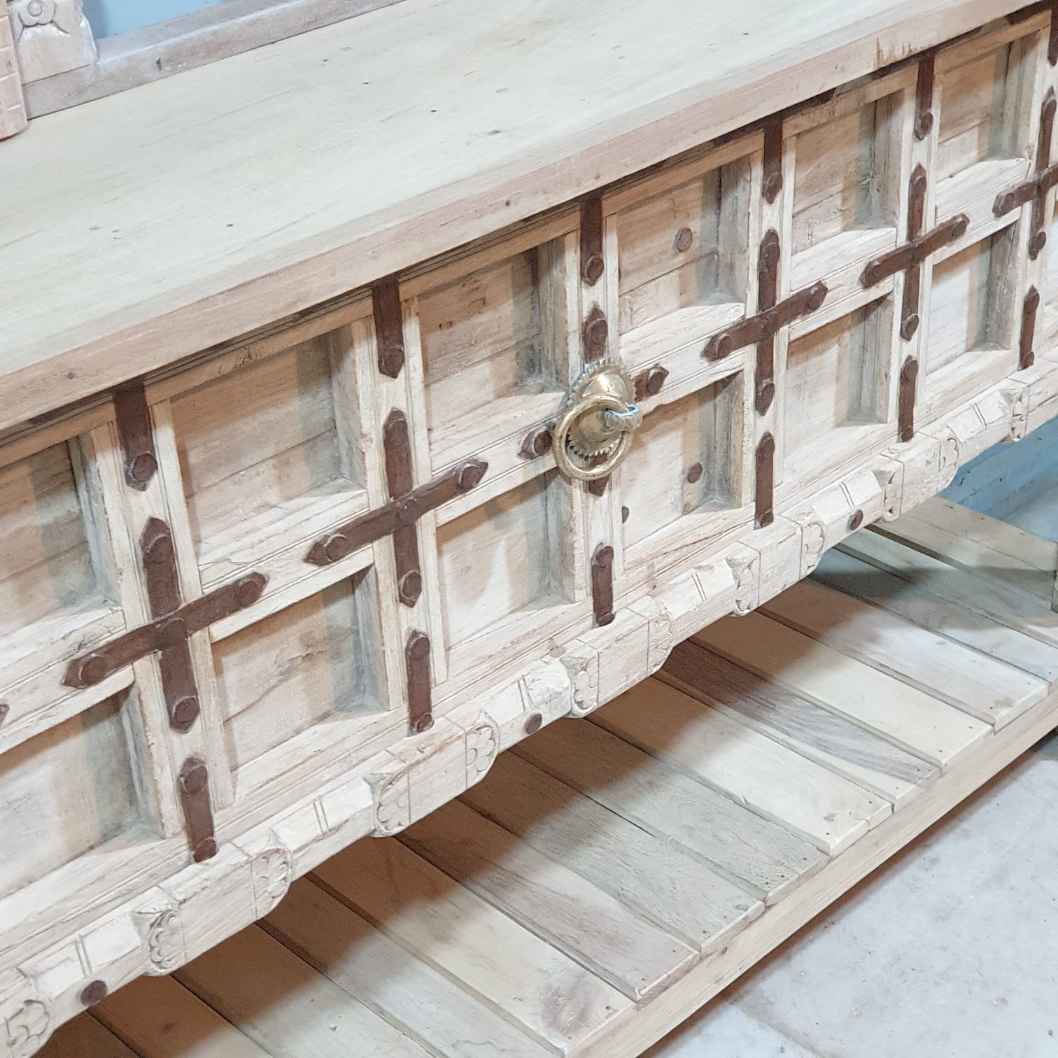 Handmade Solid Hardwood Console Table with Iron Fittings - 71