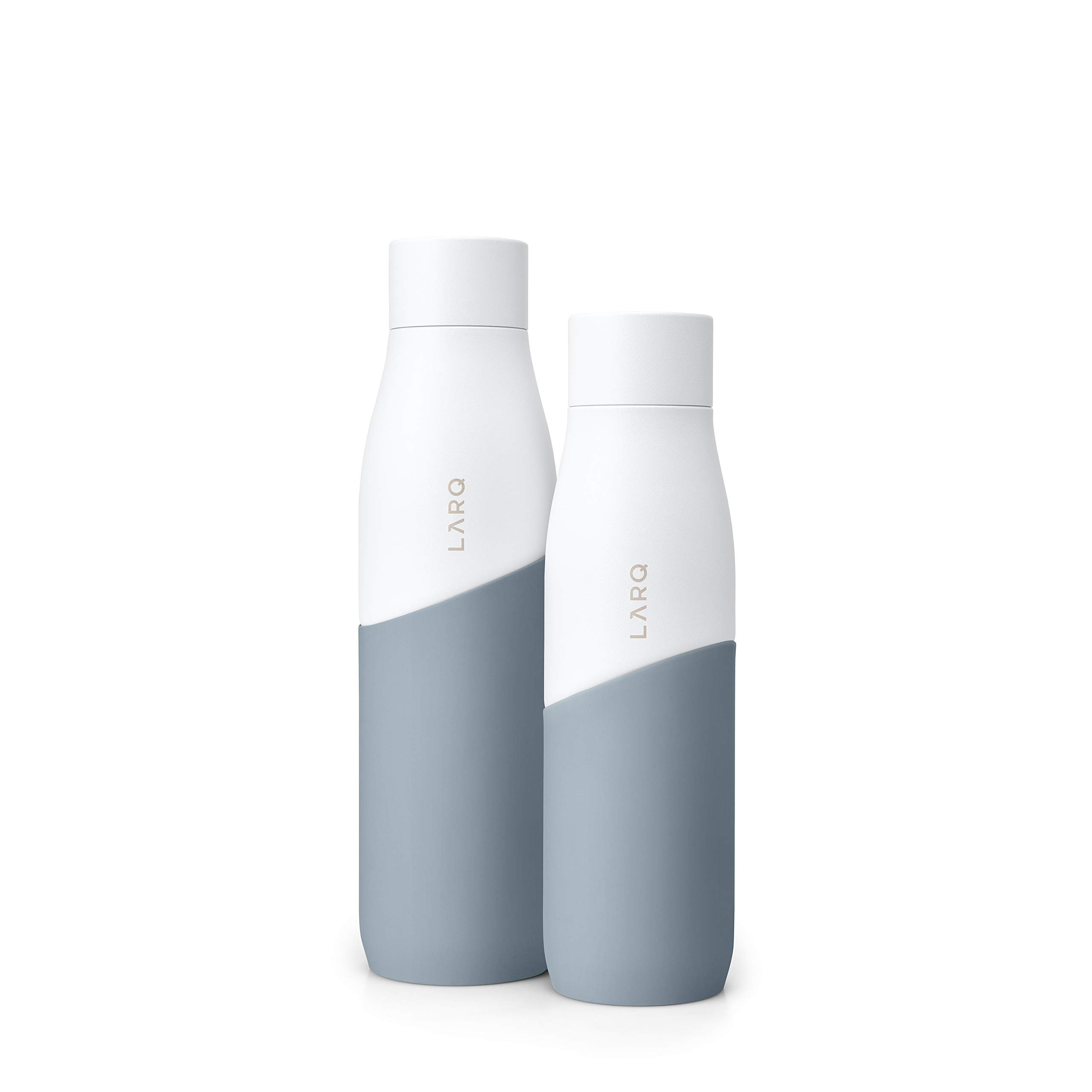 LARQ Bottle Movement PureVis 32 oz - Lightweight Self-Cleaning Stainless Steel Water Bottle with UV Water Purifier | Reusable, Travel Friendly, Non-Insulated | Perfect for Hiking, Gym & Outdoor Activities | 1-Year Warranty, White/Pebble