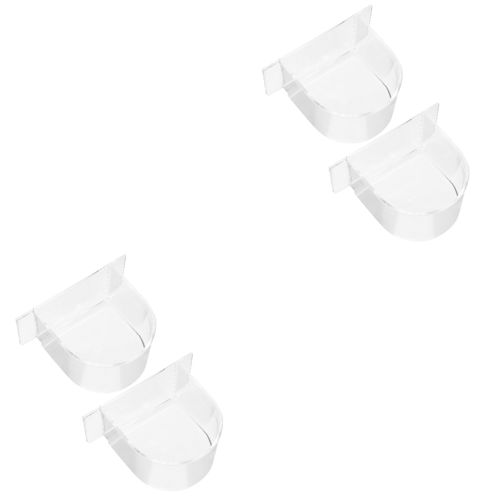 Balacoo 4-Pack Plastic Bird Feeder for Cage - Parrot Food & Water Bowl for Cockatiels, Budgies, Canaries - Durable Pet Bird Feeding Dish for Daily Use in Aviaries & Homes
