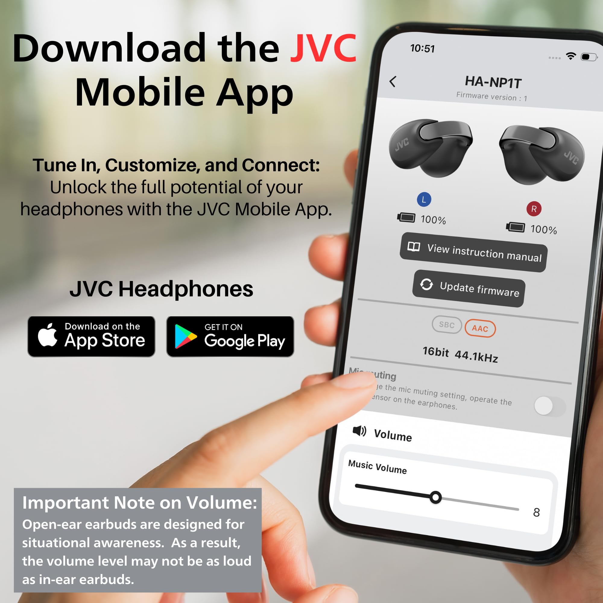 JVC HANP1T Open Ear True Wireless Earbuds with Bluetooth 5.3, 24H Playtime, IPX4 Waterproof & Built-in Mic - Comfortable Clip-On Design for Running, Cycling & Outdoor Activities