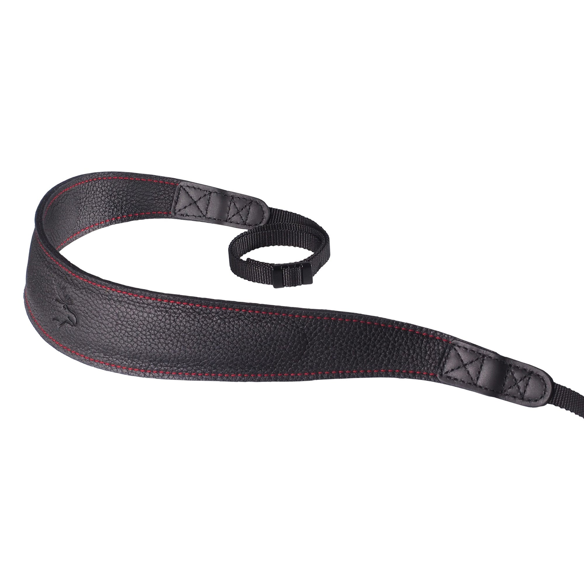 Premium EDDYCAM Elk Leather Neck Strap - 50mm Wide Camera Strap for DSLR & Mirrorless Cameras - Black Leather with Red Stitching - Comfortable & Durable for Photography, Travel & Outdoor Shooting