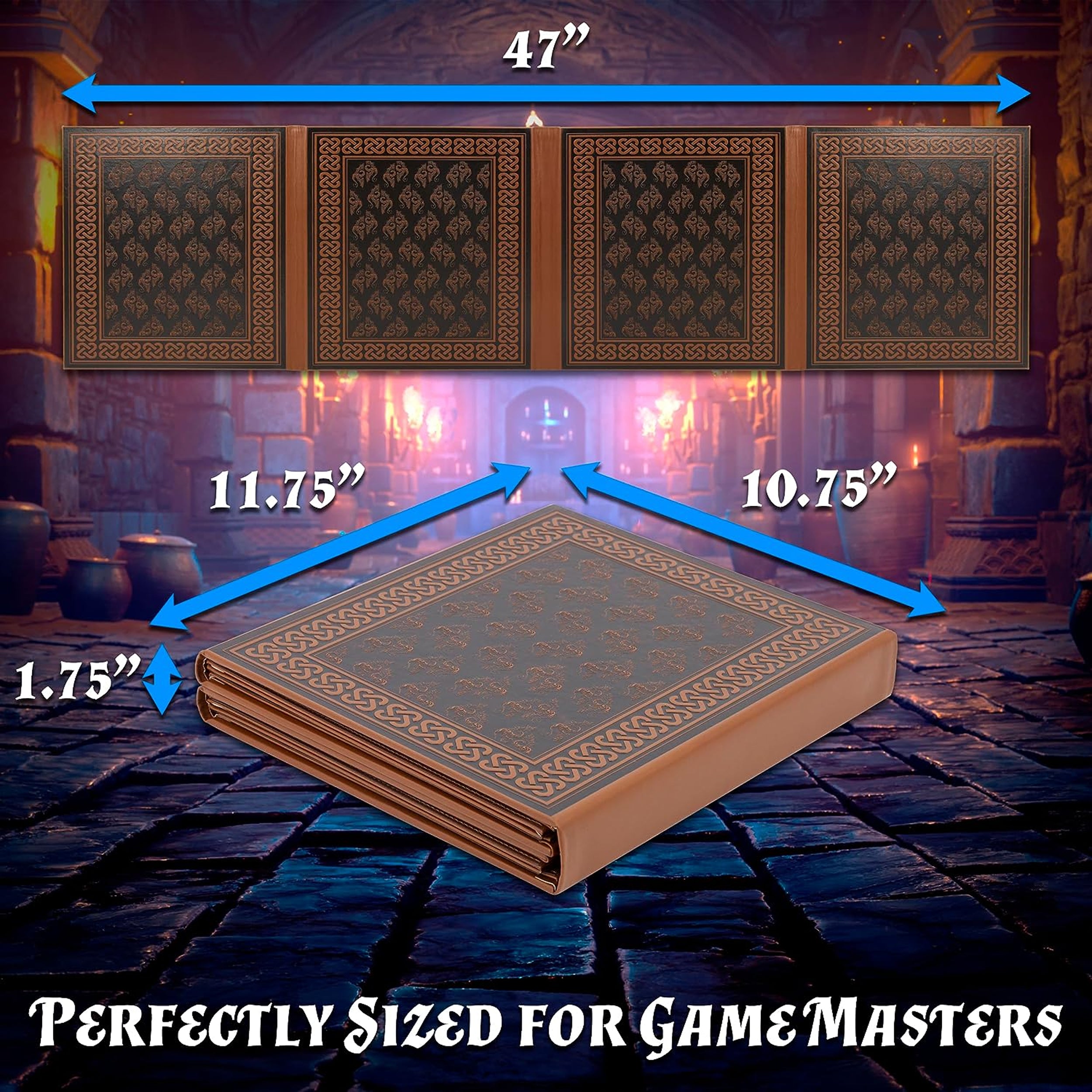 Premium 8-Panel DM Screen for Dungeon Masters | Durable Folding Game Master Screen for TTRPGs (D&D, Pathfinder) | Black/Brown/Green Options | Perfect for RPG Campaigns & Tabletop Gaming Sessions