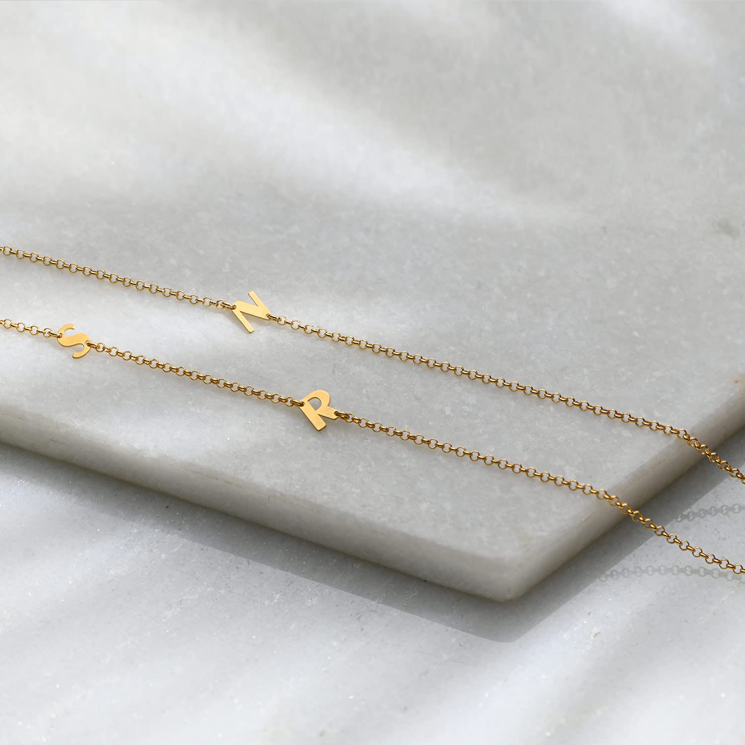 Oak & Luna Mini Initial Choker Necklace - Sterling Silver/Gold Plated/Rose Gold Plated/Gold Vermeil - Dainty Personalized Jewelry for Women, Mothers, Gifts for Her - Perfect for Everyday Wear, Birthdays & Special Occasions