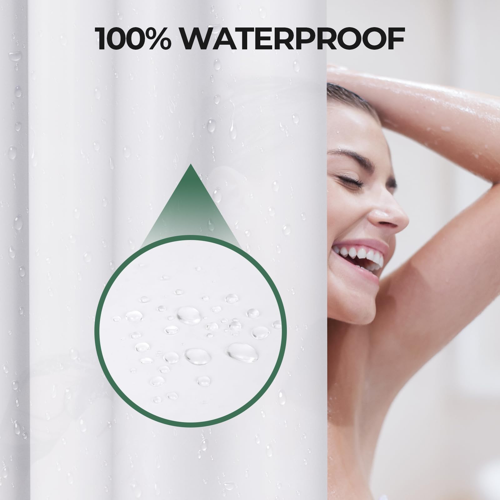 AmazerBath 2 Pack PEVA Plastic Shower Curtain Liner - 72 x 72 Inches Standard Size with 3 Weighted Stones & 12 Rustproof Metal Grommets - Lightweight Bathroom Shower Curtain for Bath Tub, White - Perfect for Home, Hotel, and Apartment Bathrooms