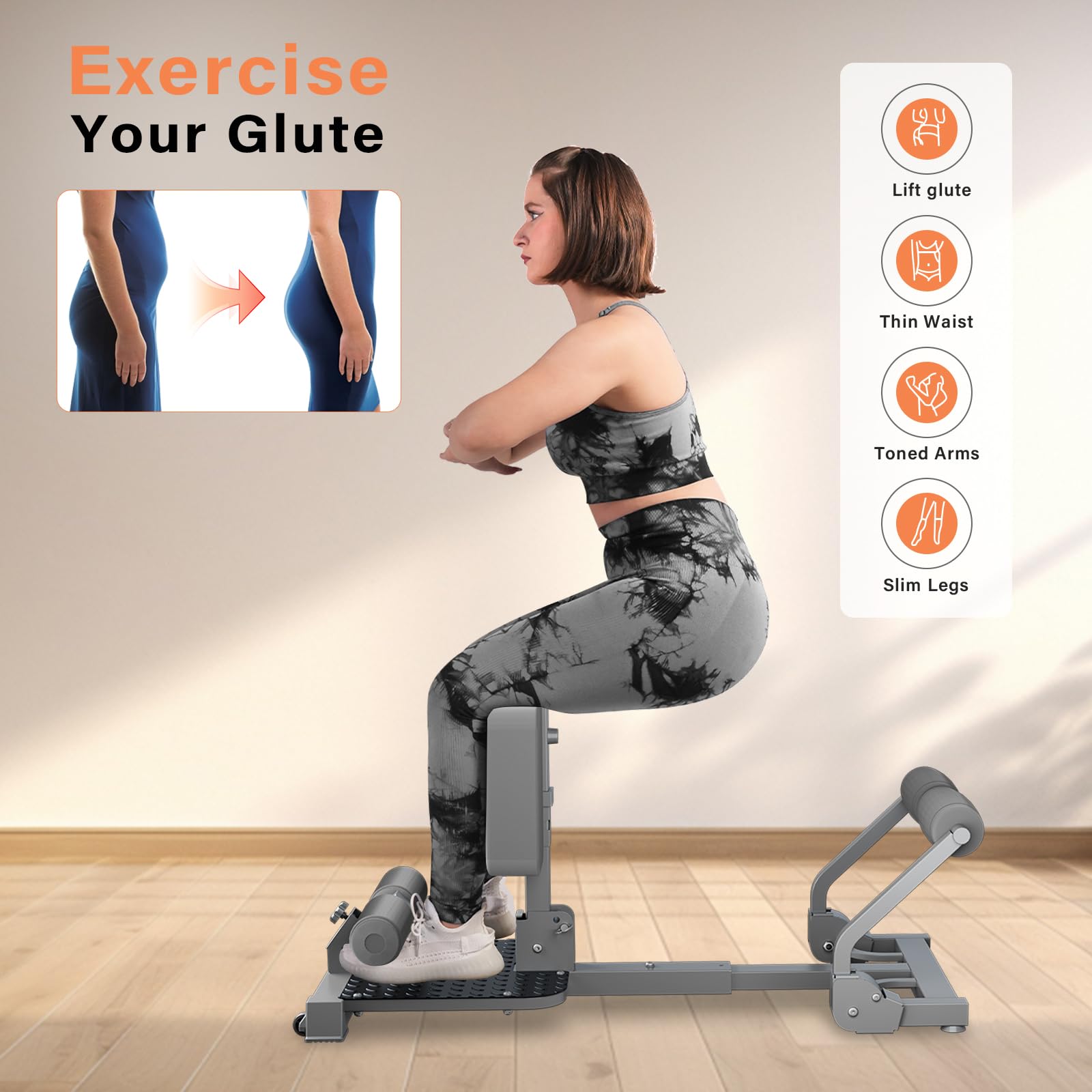 **Sissy Squat Machine for Home Gym - Deep Squat Trainer with Resistance Bands, Ab Workout Equipment, Roman Chair & Core Exercise Machine for Sit-ups, Leg & Glute Training | Perfect for Home Fitness & Strength Training**