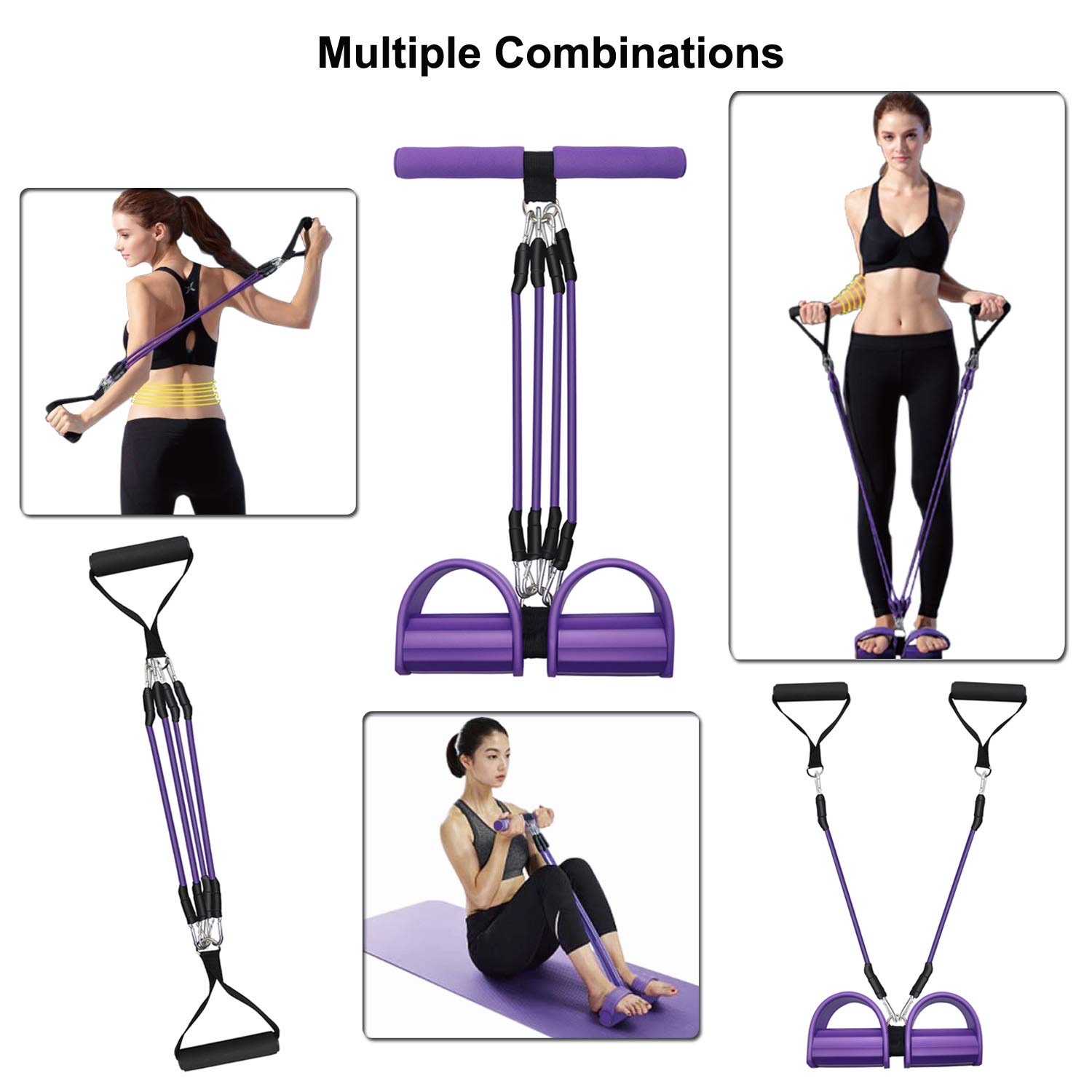 Premium 4-Tube Resistance Bands Set - Elastic Pull Rope for Full Body Workout, Yoga, Pilates & Strength Training - Perfect for Home Gym, Leg, Arm, Core & Abdominal Exercises - Ideal for Stretching, Toning & Slimming Workouts