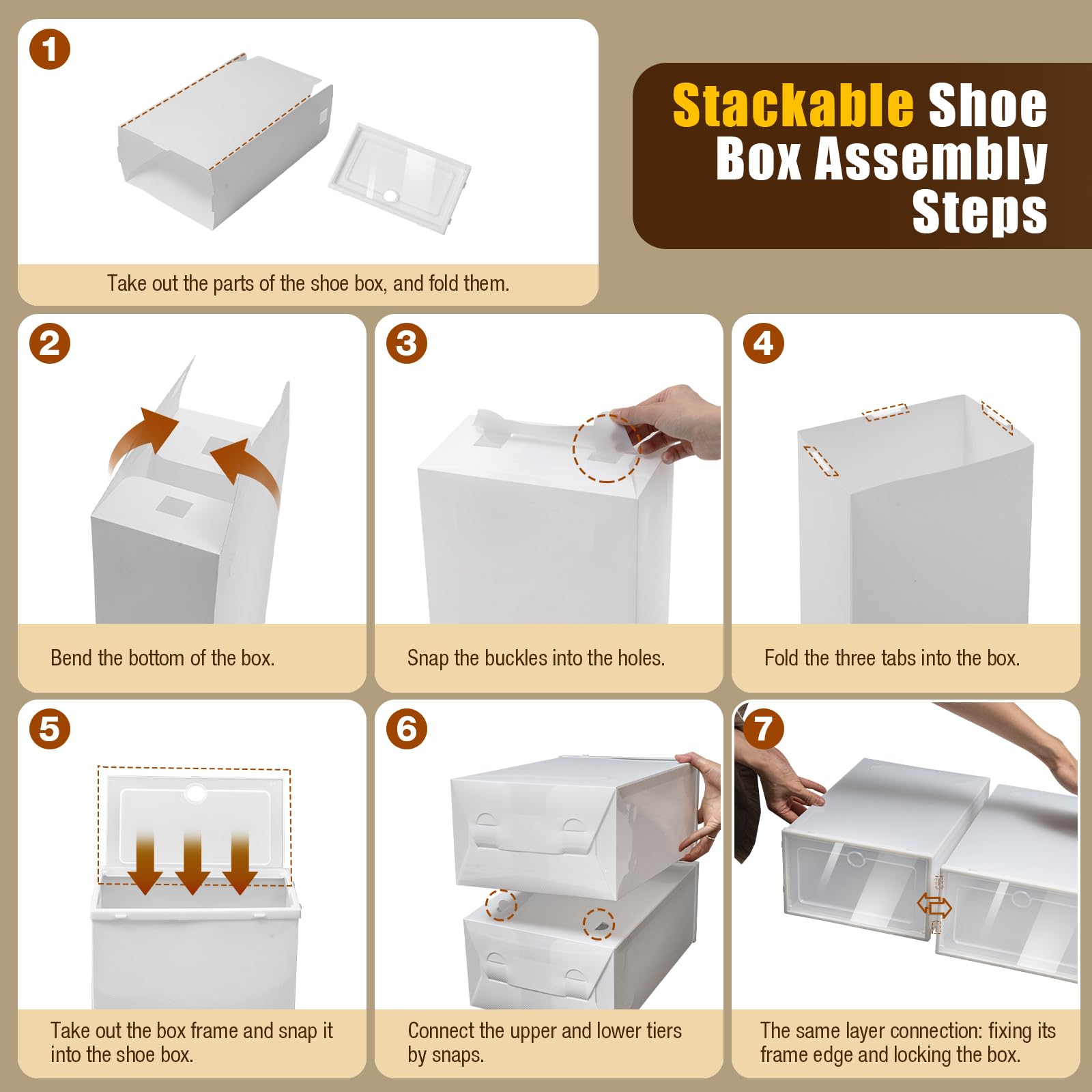 LOYALHEARTDY 20/24 Pcs Clear Stackable Drop Front Shoe Storage Boxes - Foldable Plastic Shoe Organizer for Closet, Bedroom & Entryway Organization (24 Pack) | Perfect for Sneakers, Boots & Sandals Storage
