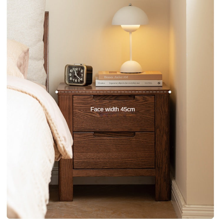 Solid Oak Wood Nightstand - Scandinavian Modern Bedside Table for Bedroom, Living Room & Nursery - Stylish & Durable Storage Solution