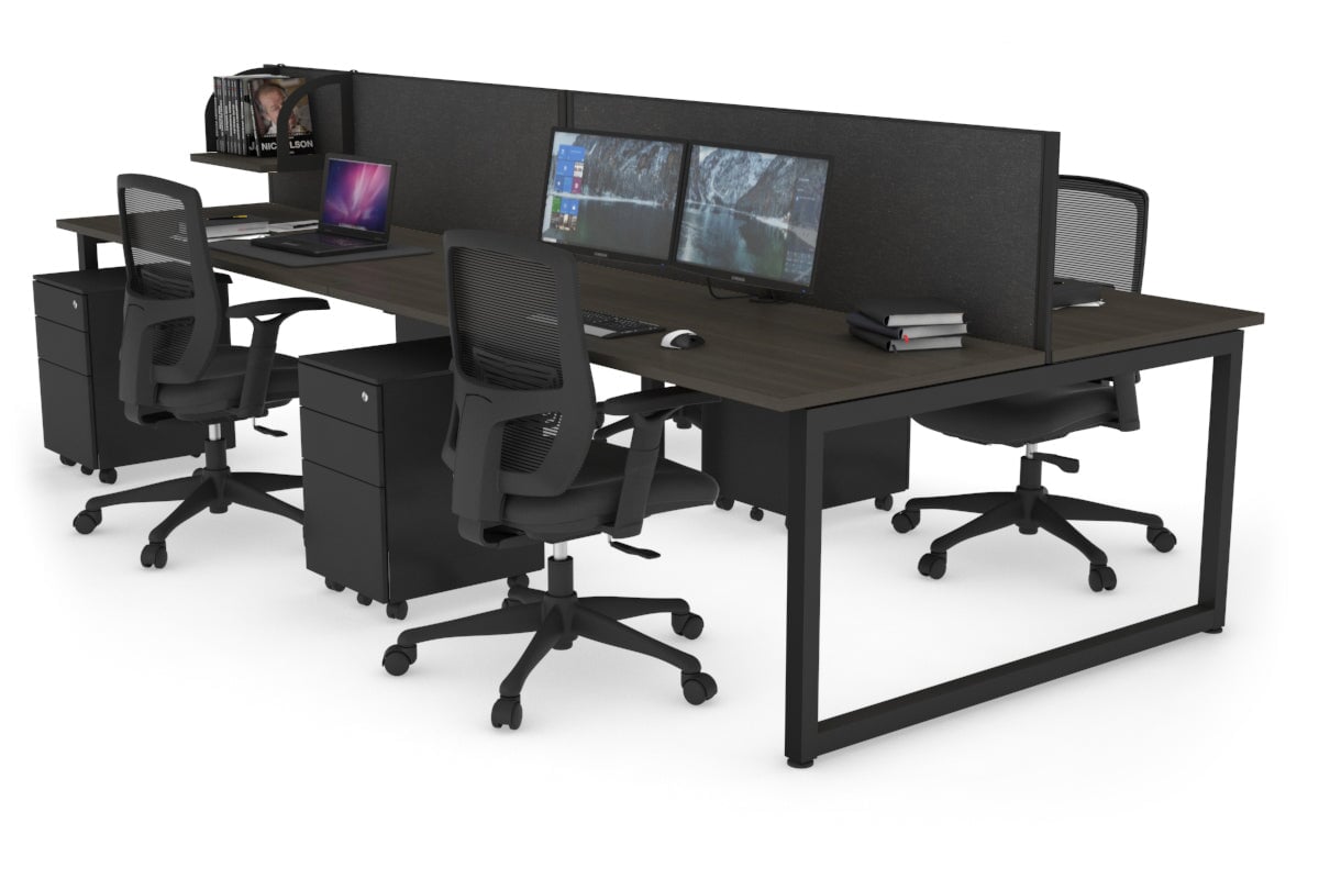 Quadro Loop Legs 4-Person Office Workstation - 1400L x 700W Modern Collaborative Desk for Team Workspaces | Perfect for Open Offices, Coworking Spaces & Conference Rooms