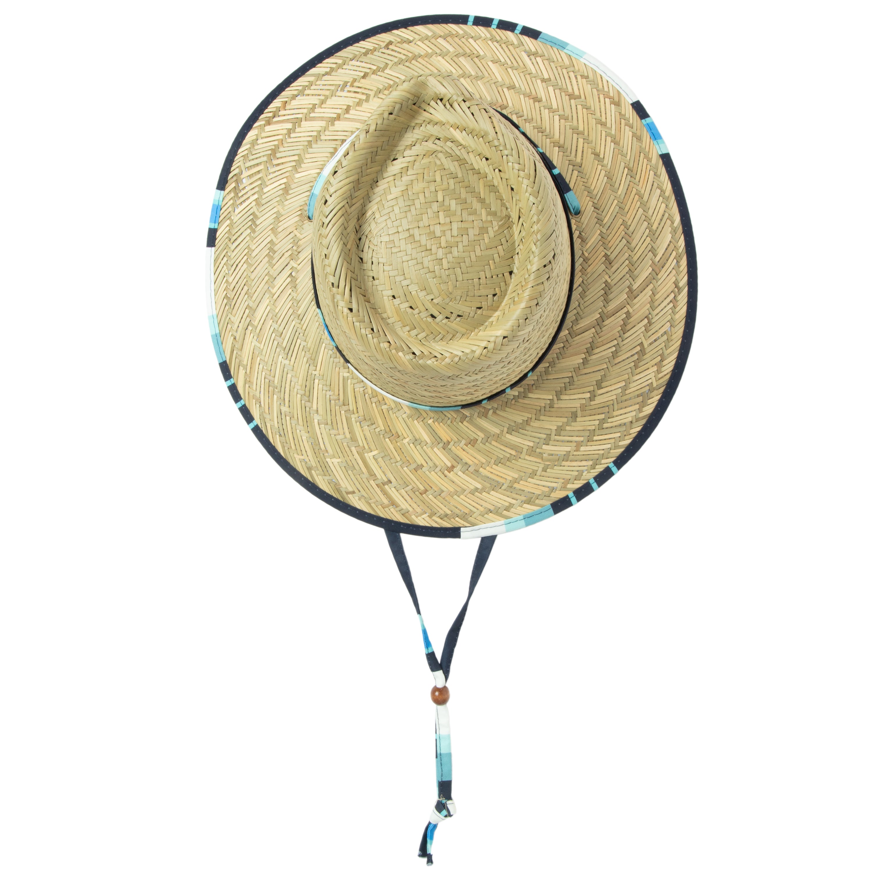 Vintage Tubular Lifeguard Hat with Navy Striped Under Brim - Classic Beach Accessory by Hang Ten | Perfect for Pool Parties, Summer Outings & Coastal Vacations